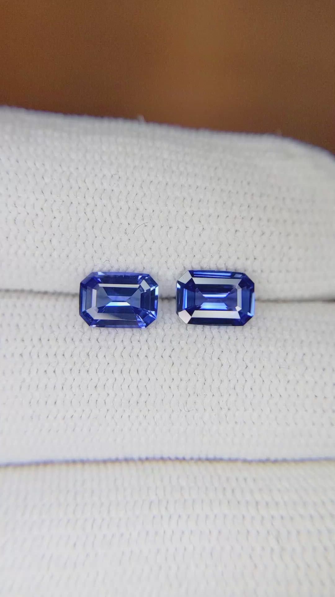 1.89 Ct.Tw.Total Carat Weight Blue Sapphire Pair from Ceylon (Sri Lanka) Size Video