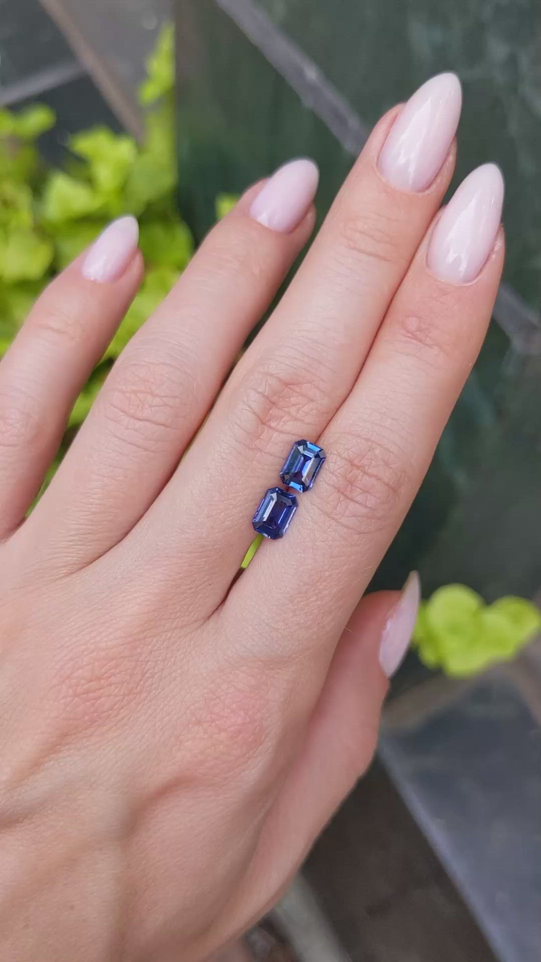2.03 Ct.Tw.Total Carat Weight Blue Sapphire Pair from Ceylon (Sri Lanka) Size Video