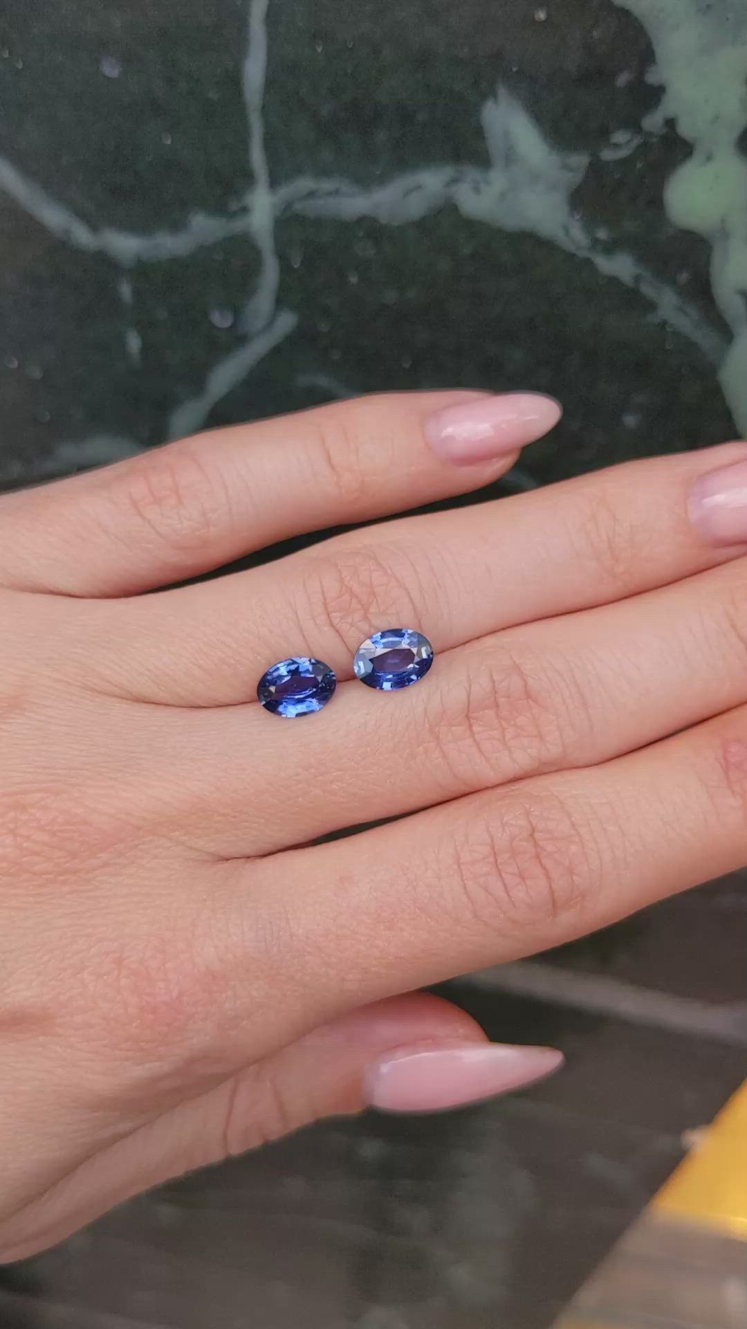 2.67 Ct.Tw.Total Carat Weight Blue Sapphire Pair from Ceylon (Sri Lanka) Size Video