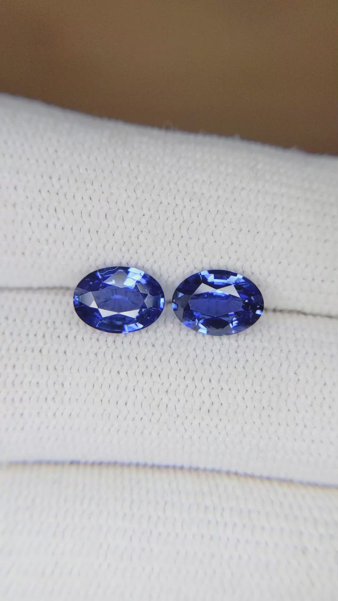 2.67 Ct.Tw.Total Carat Weight Blue Sapphire Pair from Ceylon (Sri Lanka) Size Video