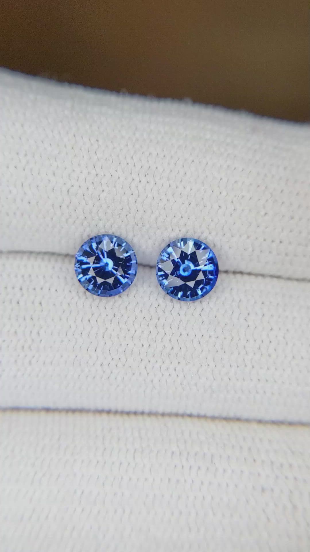 2.05&nbsp;Ct.Tw.Total Carat Weight Blue Sapphire Pair from Ceylon (Sri Lanka) Size Video