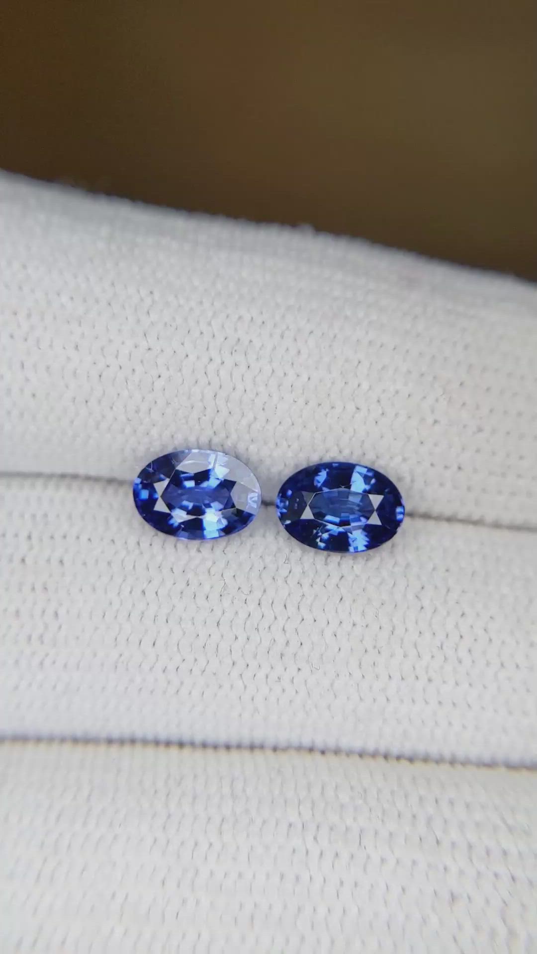 2.05 Ct.Tw.Total Carat Weight Blue Sapphire Pair from Ceylon (Sri Lanka) Size Video