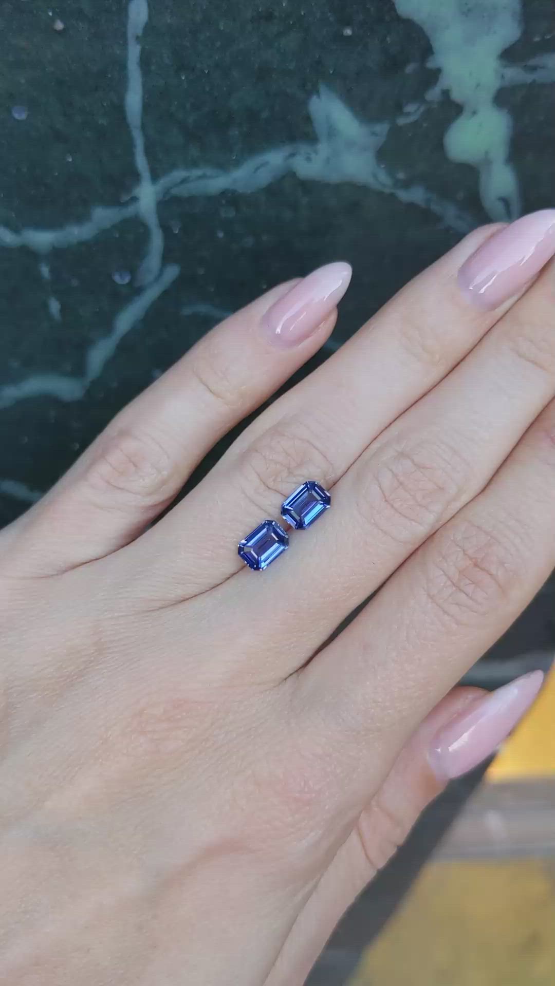 2.04&nbsp;Ct.Tw.Total Carat Weight Blue Sapphire Pair from Ceylon (Sri Lanka) Size Video