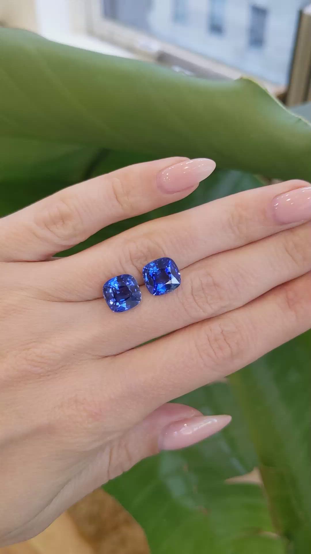 8.26 Ct.Tw.Total Carat Weight Blue Sapphire Pair from Ceylon (Sri Lanka) Size Video