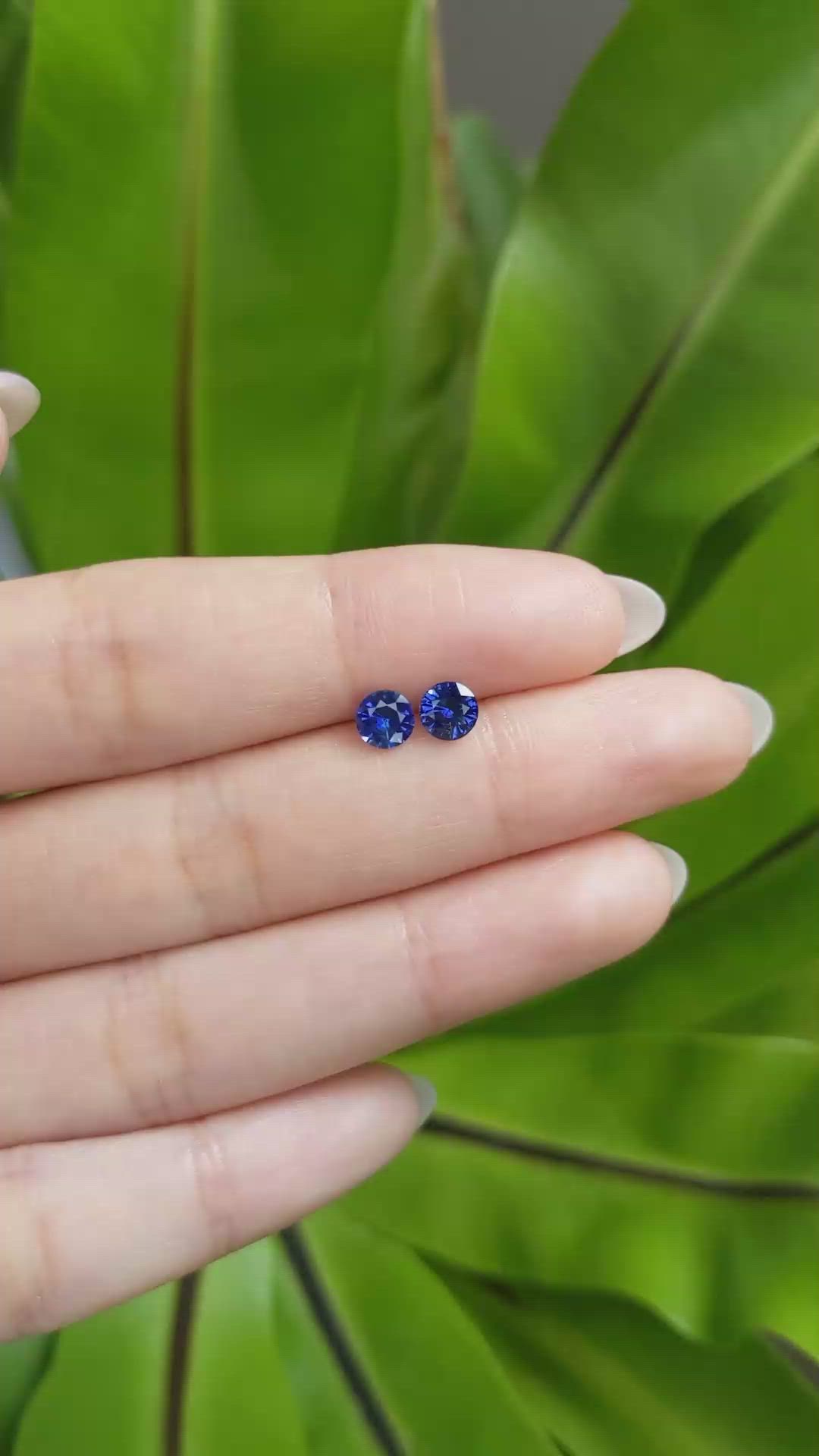 1.24&nbsp;Ct.Tw.Total Carat Weight Blue Sapphire Pair from Ceylon (Sri Lanka) Size Video