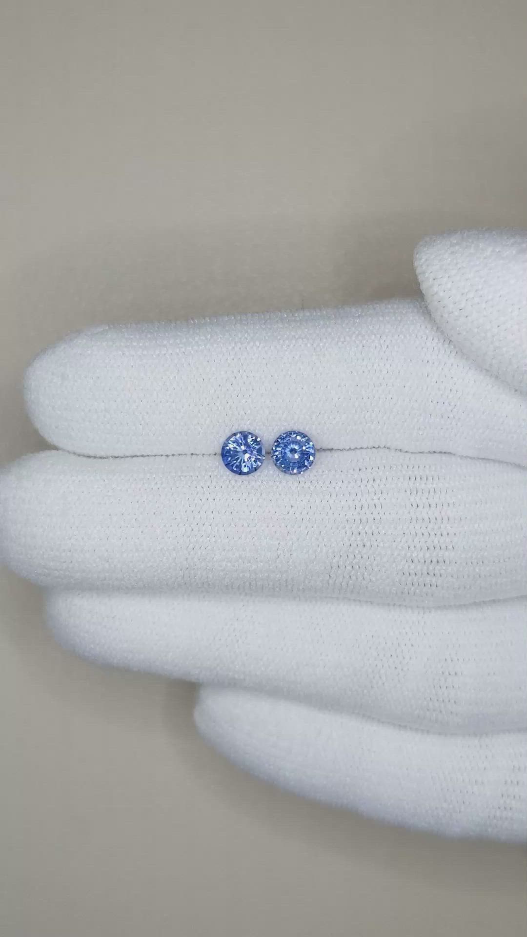 0.88&nbsp;Ct.Tw.Total Carat Weight Blue Sapphire Pair from Ceylon (Sri Lanka) Size Video