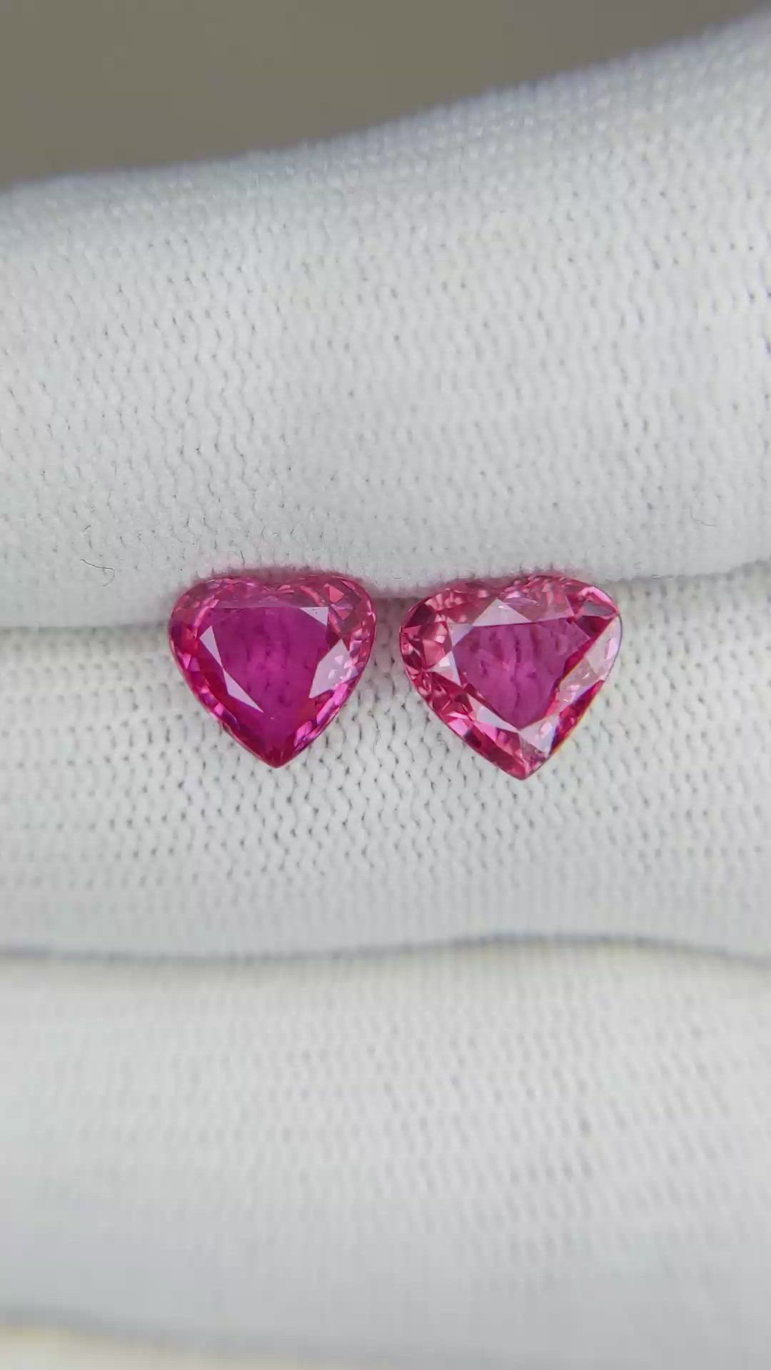 4.01&nbsp;Ct.Tw.Total Carat Weight Pink Sapphire Pair from Mozambique Size Video
