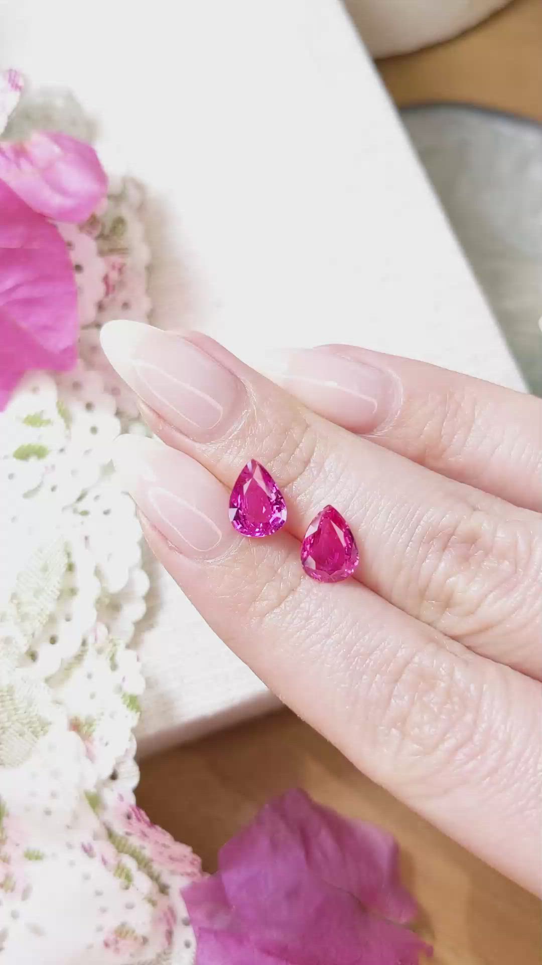 3.96&nbsp;Ct.Tw.Total Carat Weight Pink Sapphire Pair from Mozambique Size Video