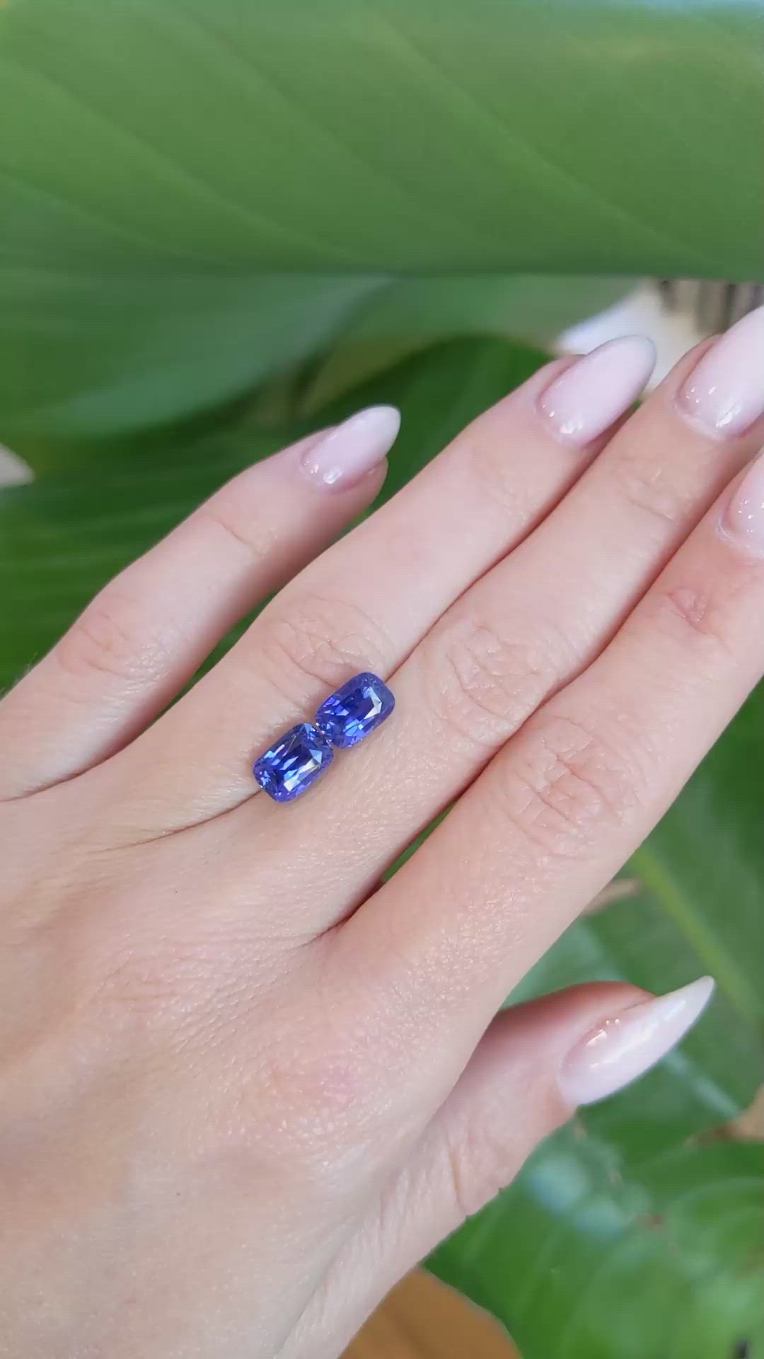 5.07 Ct.Tw.Total Carat Weight Blue Sapphire Pair from Ceylon (Sri Lanka) Size Video
