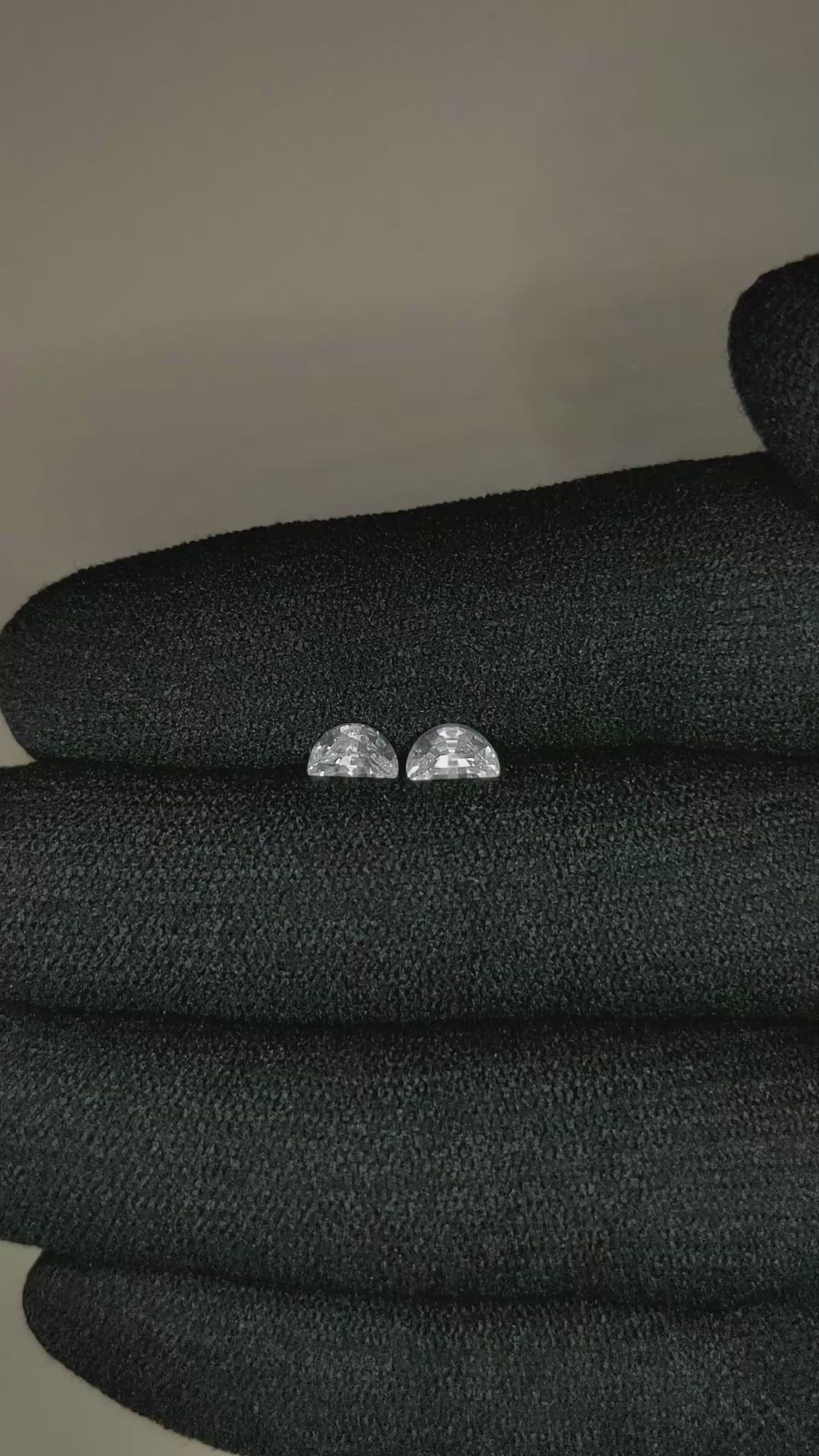 0.89 Ct.Tw.Total Carat Weight White Sapphire Pair from Ceylon (Sri Lanka) Size Video