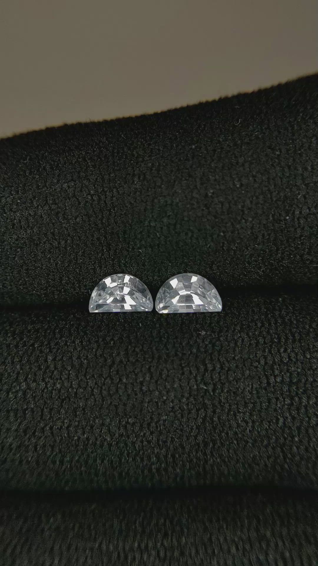 0.89 Ct.Tw.Total Carat Weight White Sapphire Pair from Ceylon (Sri Lanka) Size Video