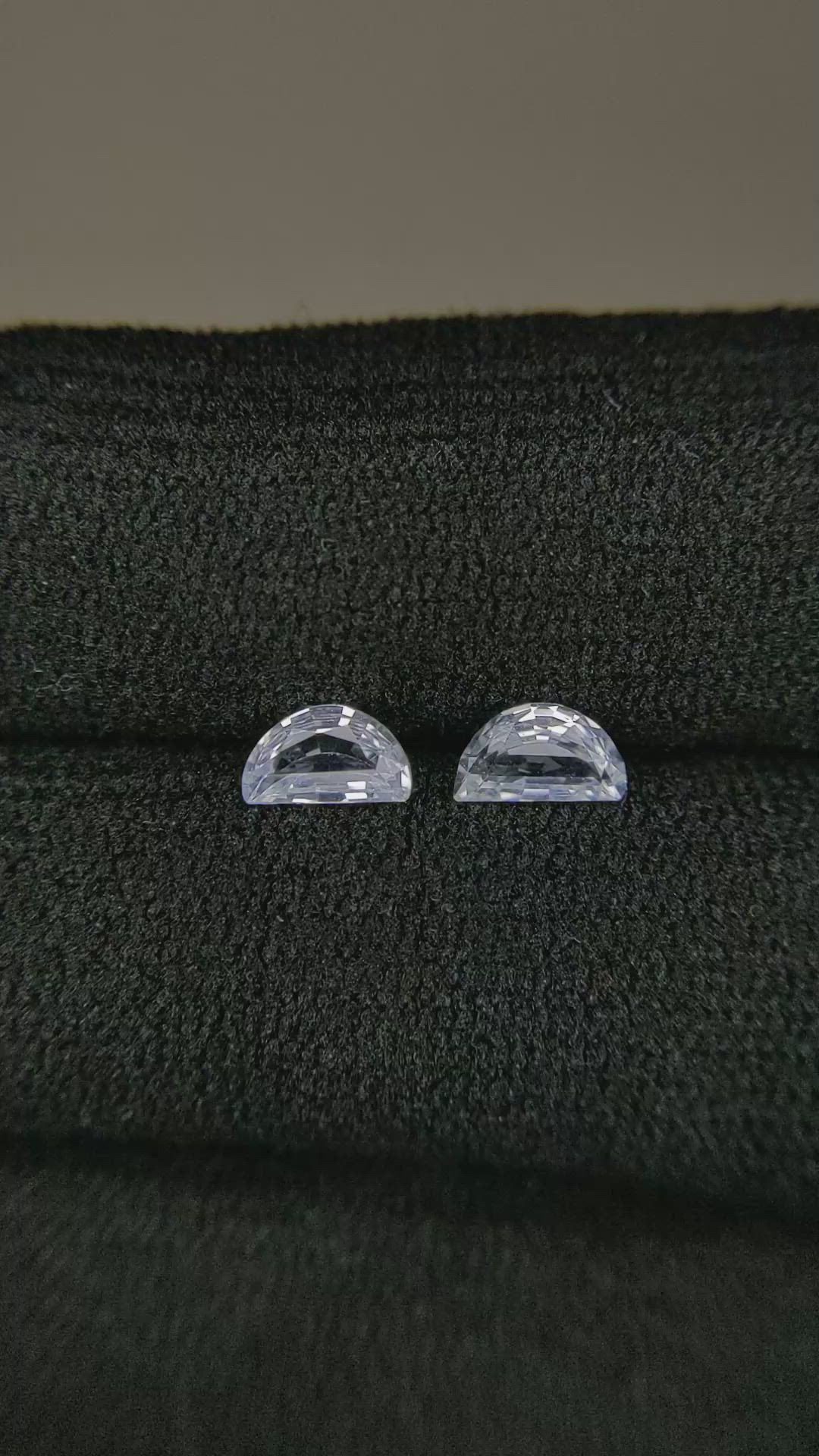 0.64&nbsp;Ct.Tw.Total Carat Weight White Sapphire Pair from Ceylon (Sri Lanka) Size Video