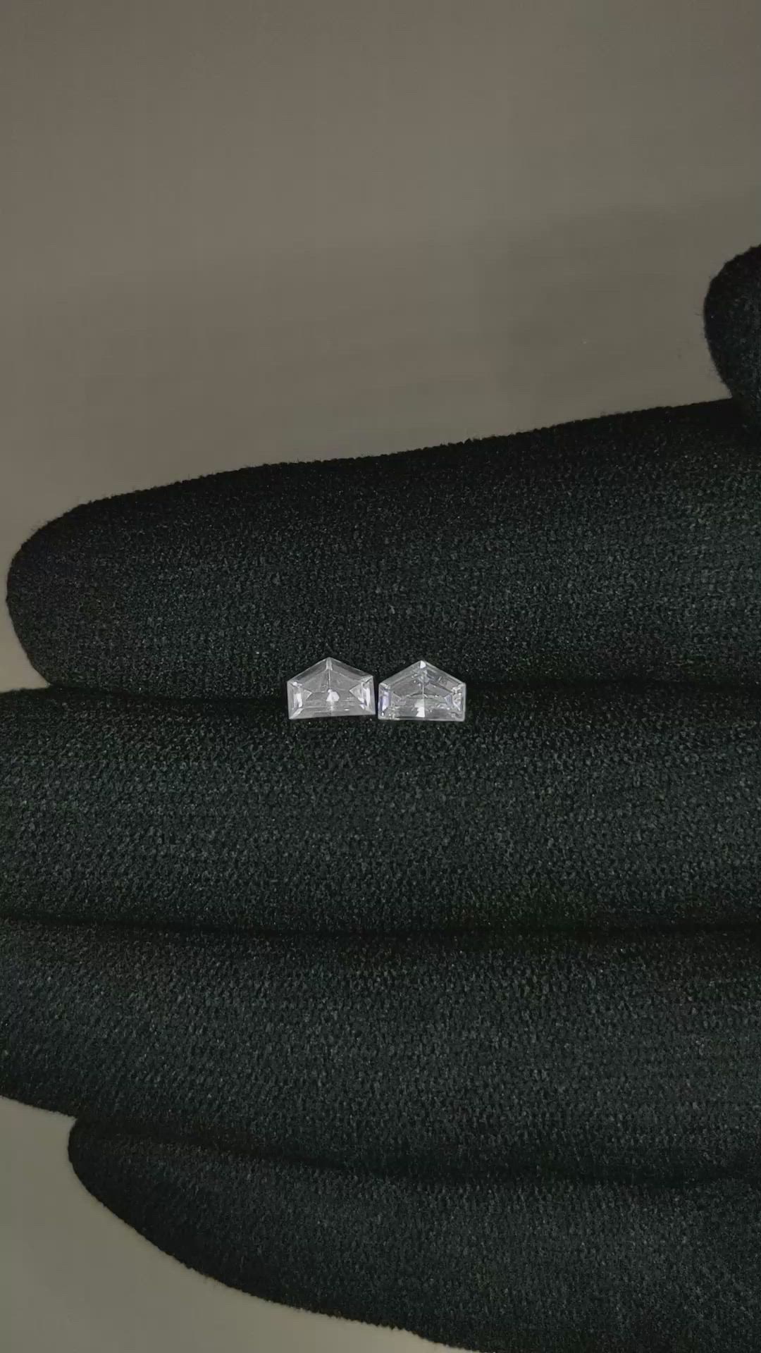 1.03 Ct.Tw.Total Carat Weight White Sapphire Pair from Ceylon (Sri Lanka) Size Video