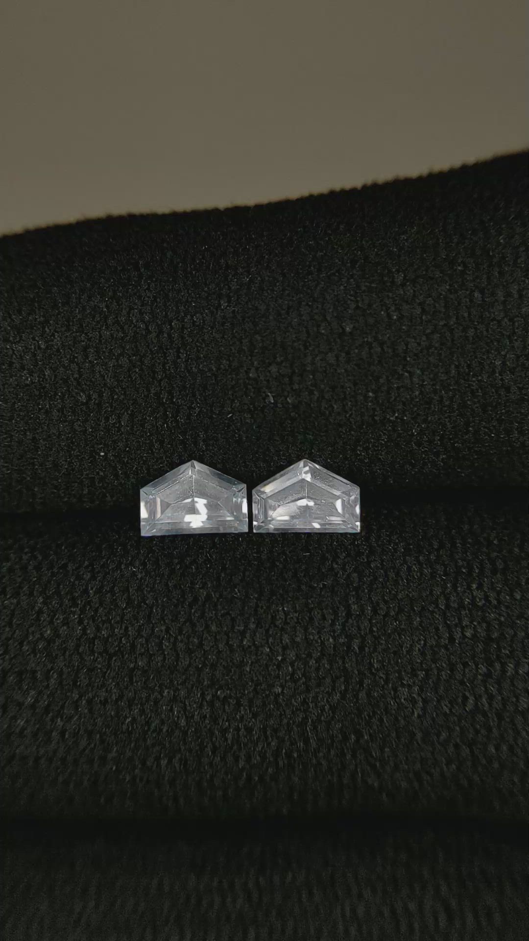 1.03 Ct.Tw.Total Carat Weight White Sapphire Pair from Ceylon (Sri Lanka) Size Video