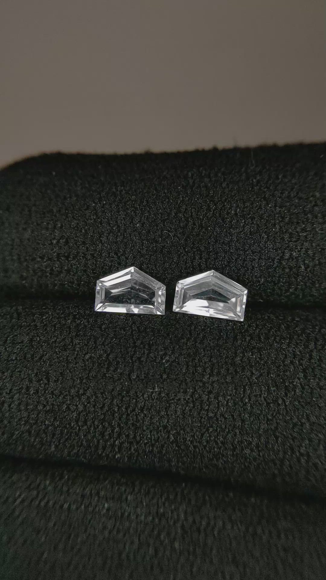 0.93 Ct.Tw.Total Carat Weight White Sapphire Pair from Ceylon (Sri Lanka) Size Video