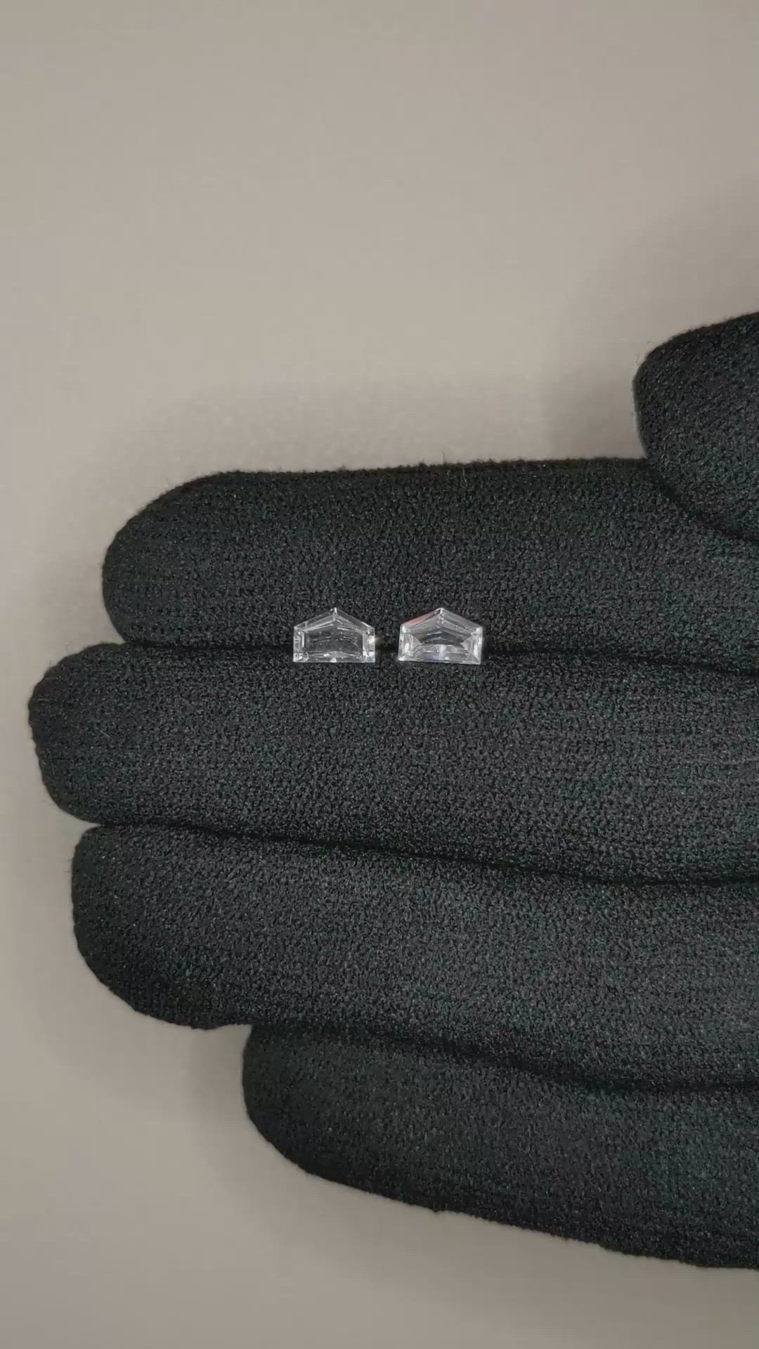 0.93 Ct.Tw.Total Carat Weight White Sapphire Pair from Ceylon (Sri Lanka) Size Video