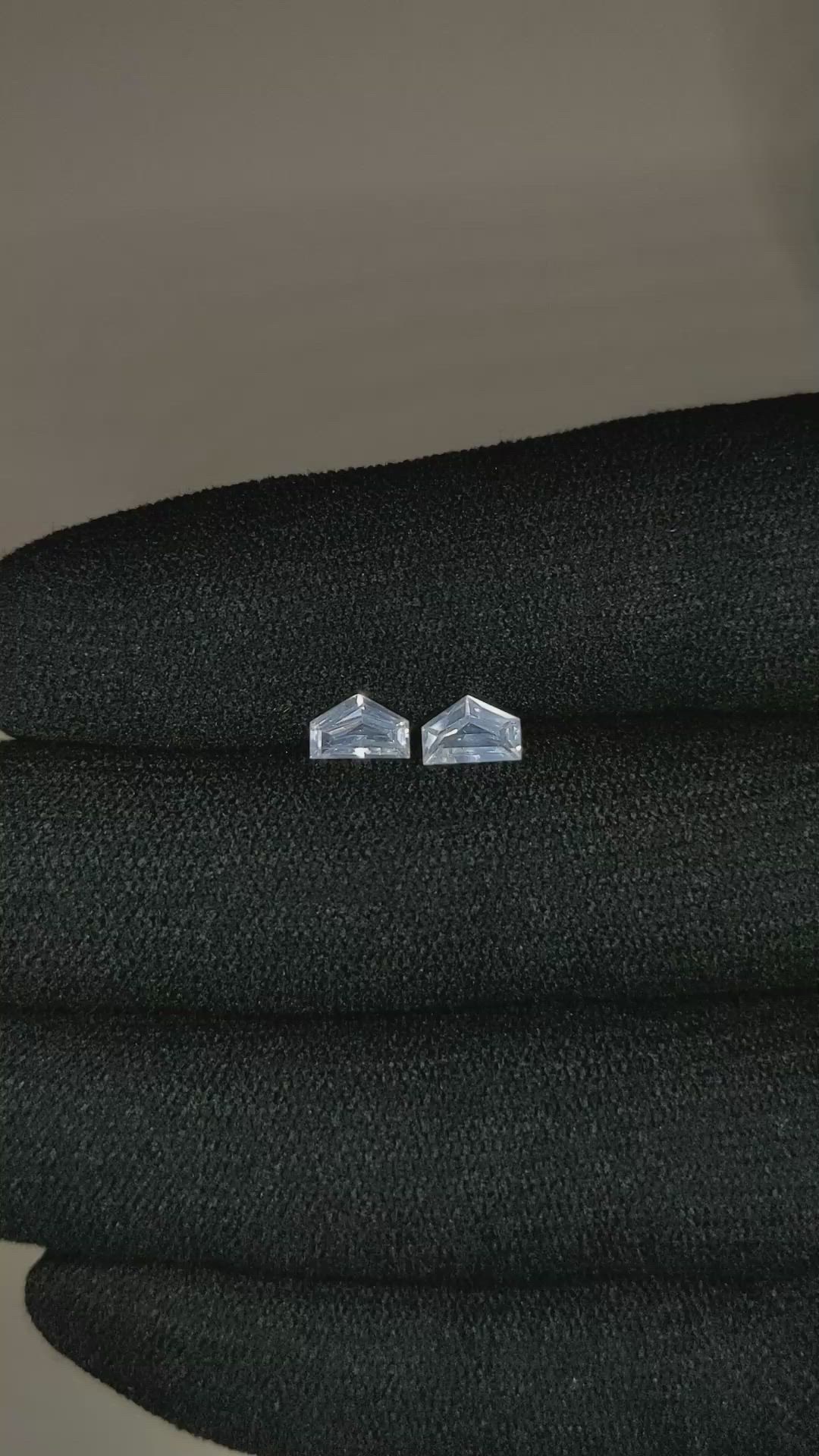 0.90 Ct.Tw.Total Carat Weight White Sapphire Pair from Ceylon (Sri Lanka) Size Video