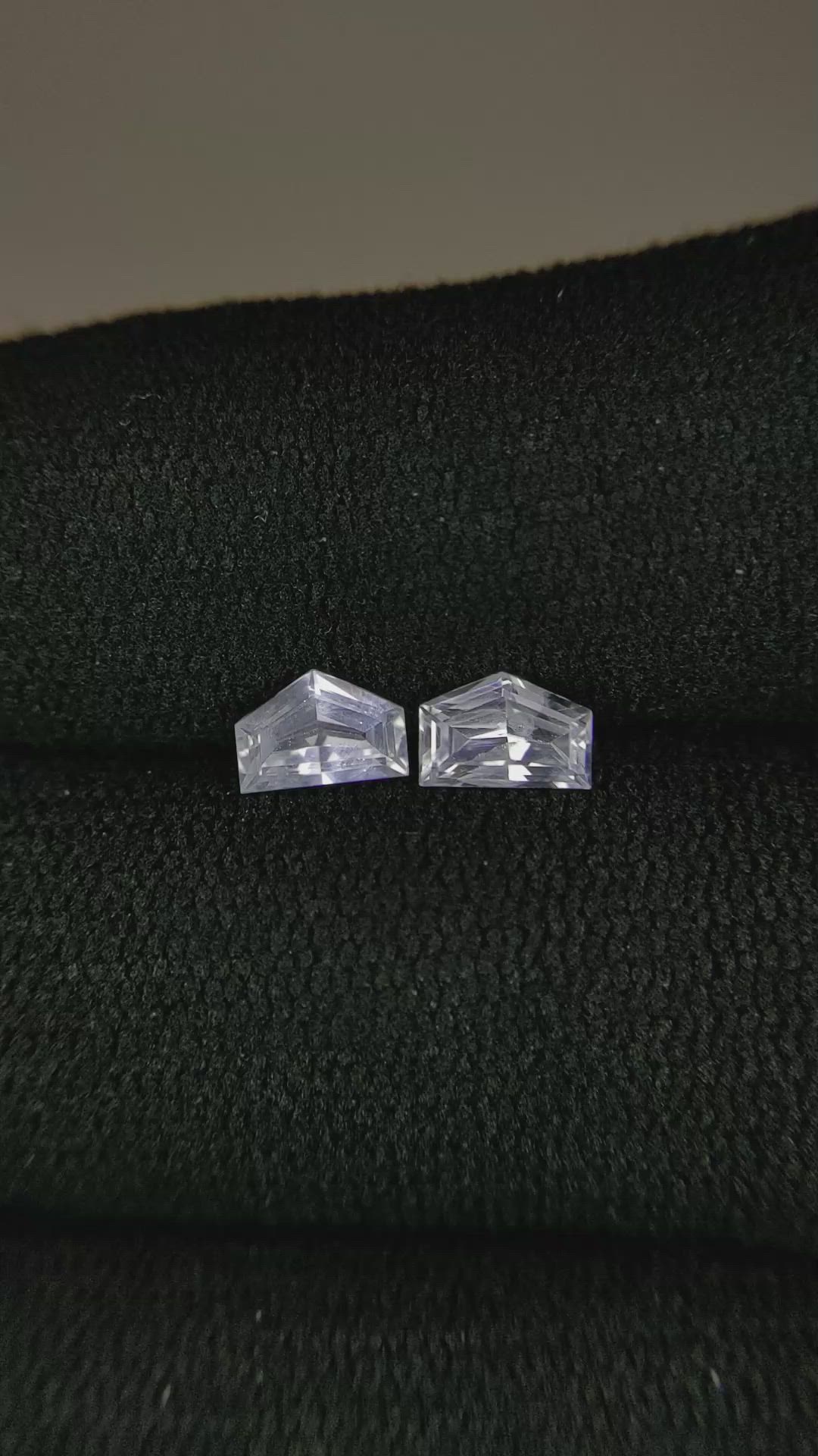 1.14 Ct.Tw.Total Carat Weight White Sapphire Pair from Ceylon (Sri Lanka) Size Video