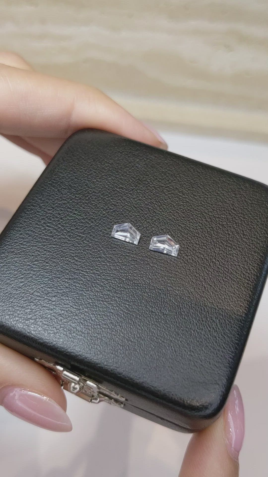 0.98 Ct.Tw.Total Carat Weight White Sapphire Pair from Ceylon (Sri Lanka) Size Video