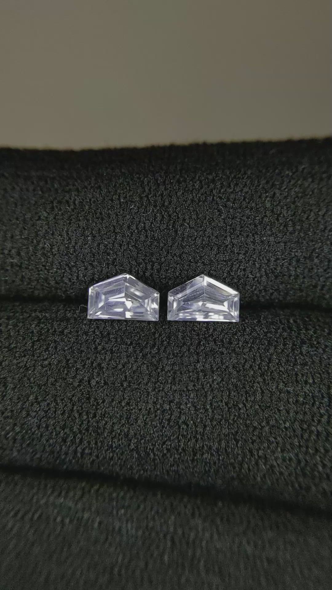 0.98 Ct.Tw.Total Carat Weight White Sapphire Pair from Ceylon (Sri Lanka) Size Video