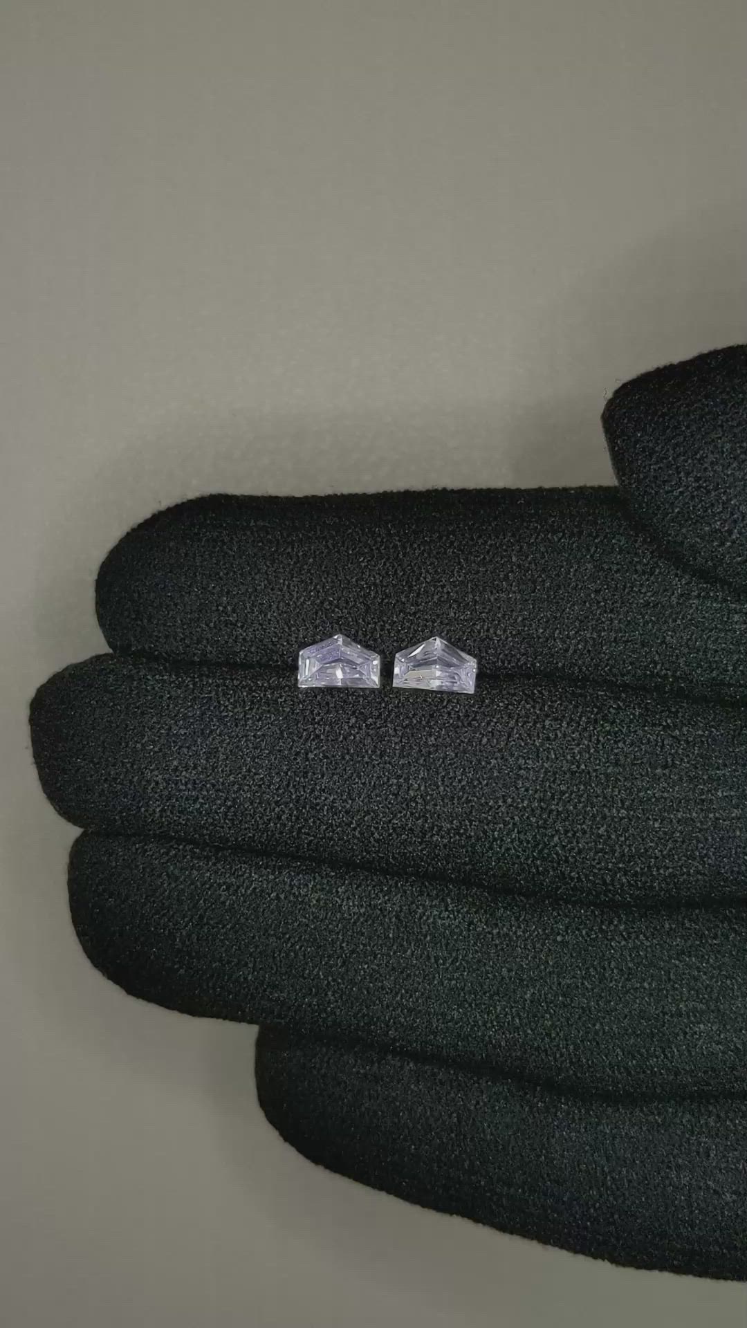 0.98 Ct.Tw.Total Carat Weight White Sapphire Pair from Ceylon (Sri Lanka) Size Video