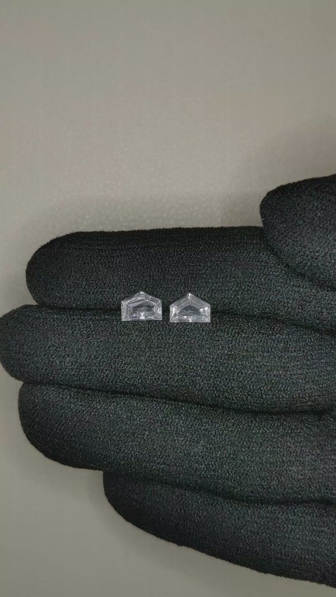 1.69 Ct.Tw.Total Carat Weight White Sapphire Pair from Ceylon (Sri Lanka) Size Video