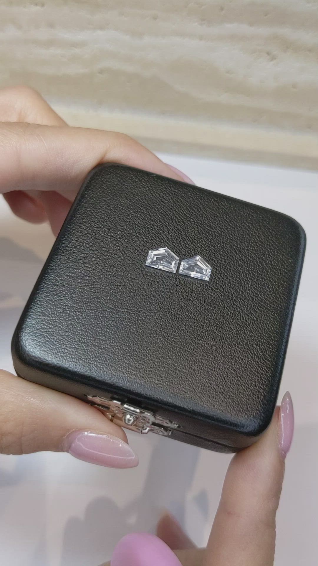 1.69 Ct.Tw.Total Carat Weight White Sapphire Pair from Ceylon (Sri Lanka) Size Video