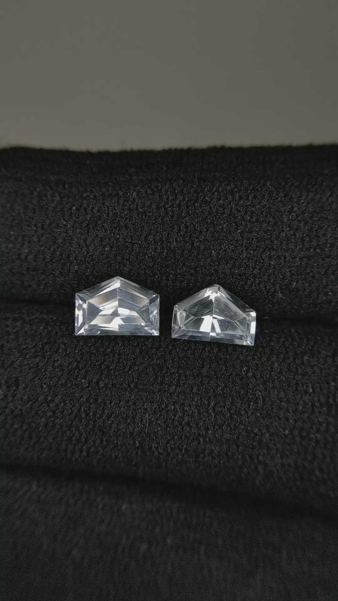 2.07 Ct.Tw.Total Carat Weight White Sapphire Pair from Ceylon (Sri Lanka) Size Video