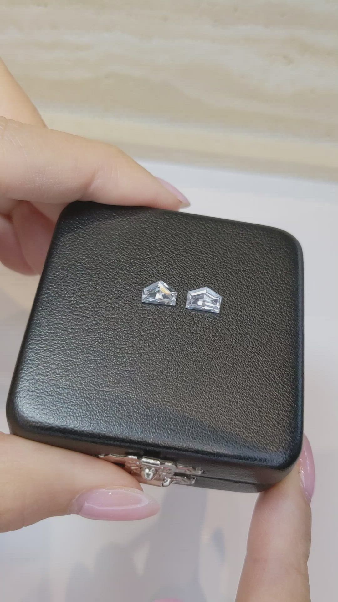 2.07 Ct.Tw.Total Carat Weight White Sapphire Pair from Ceylon (Sri Lanka) Size Video