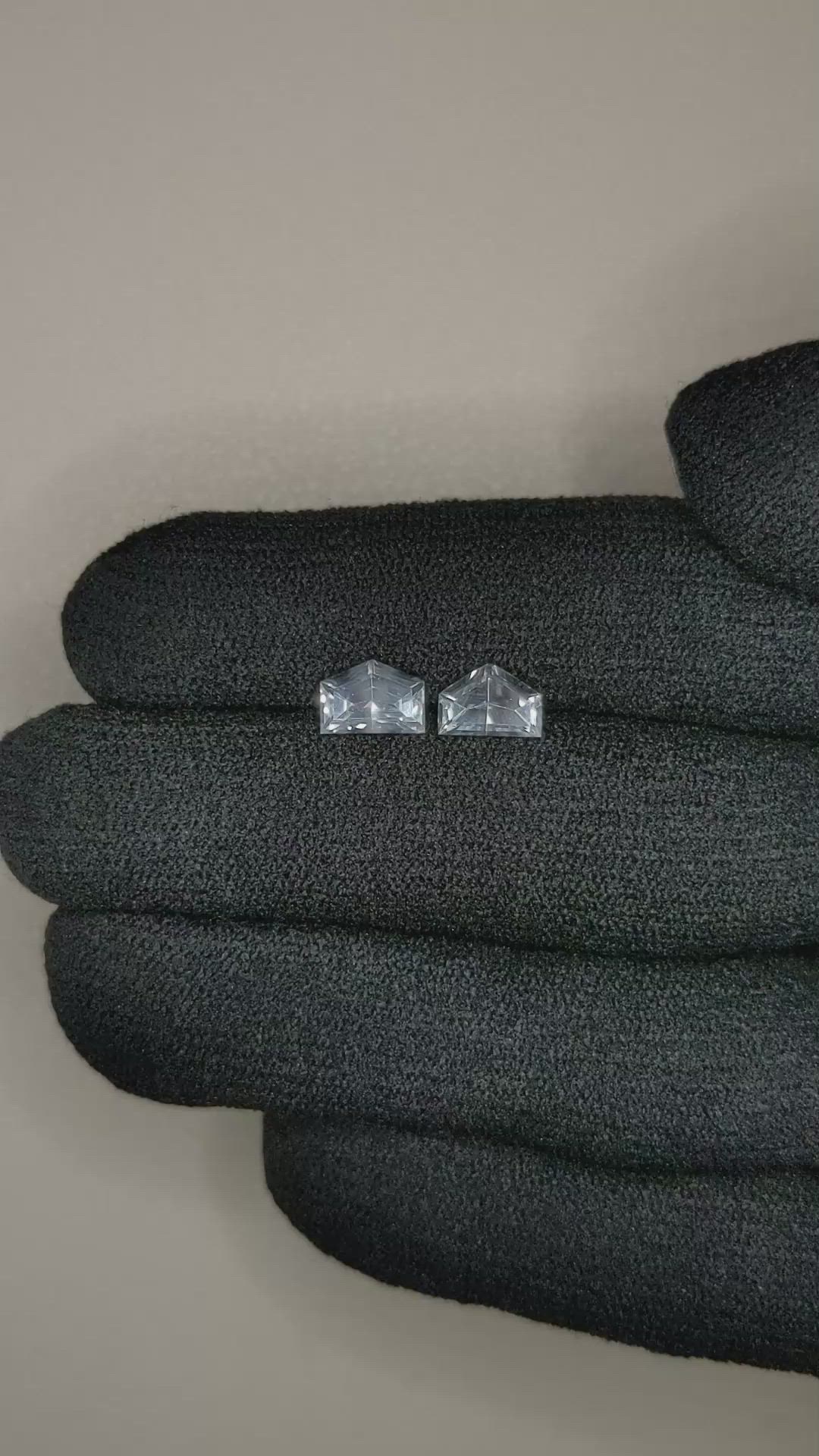 2.07 Ct.Tw.Total Carat Weight White Sapphire Pair from Ceylon (Sri Lanka) Size Video