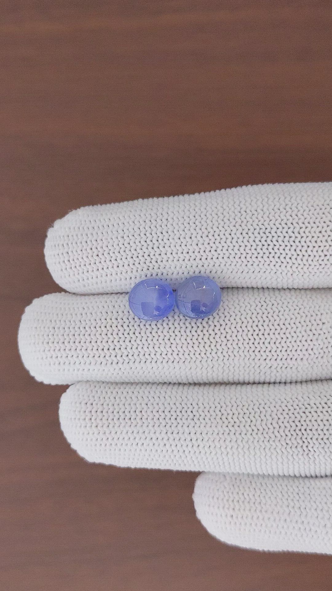 6.77&nbsp;Ct.Tw.Total Carat Weight Blue Star Sapphire Pair from Ceylon (Sri Lanka) Size Video