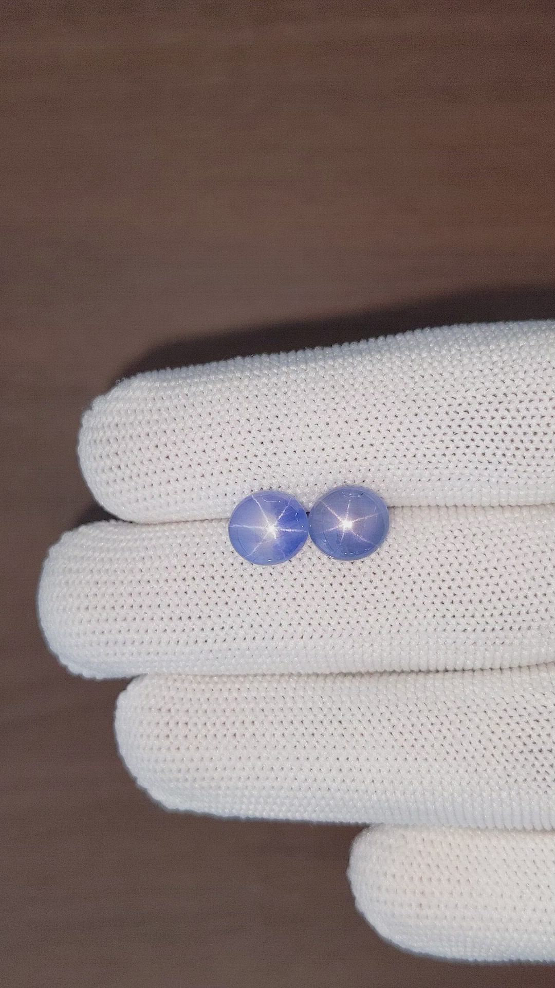 6.77&nbsp;Ct.Tw.Total Carat Weight Blue Star Sapphire Pair from Ceylon (Sri Lanka) Size Video