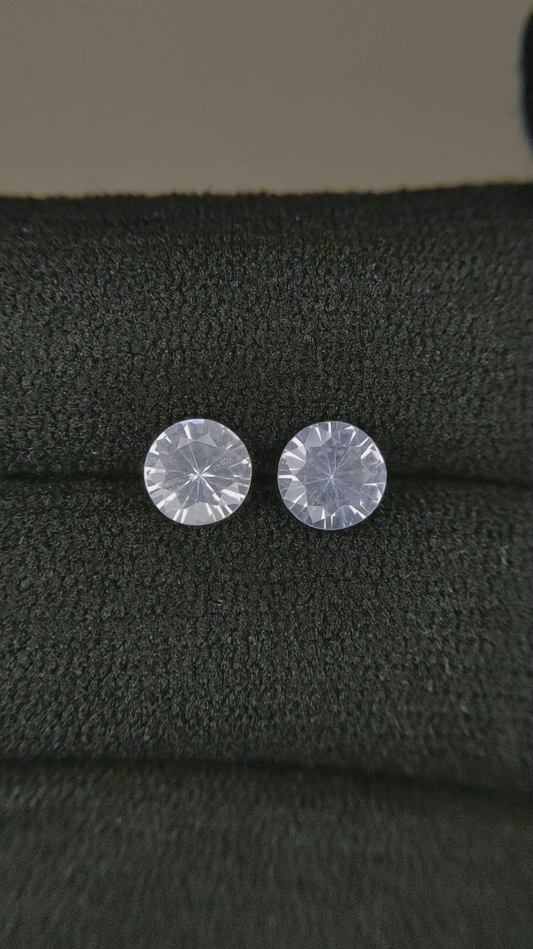 1.40 Ct.Tw.Total Carat Weight White Sapphire Pair from Ceylon (Sri Lanka) Size Video