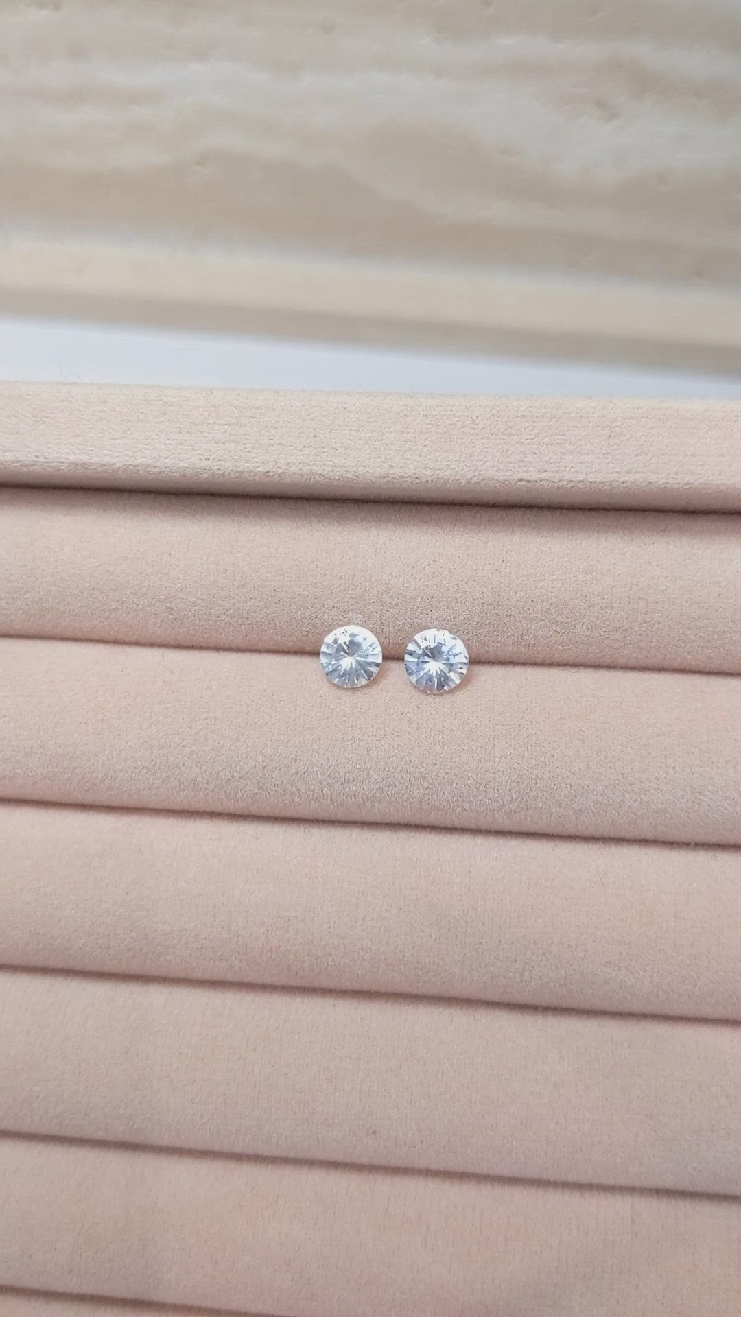 1.40 Ct.Tw.Total Carat Weight White Sapphire Pair from Ceylon (Sri Lanka) Size Video