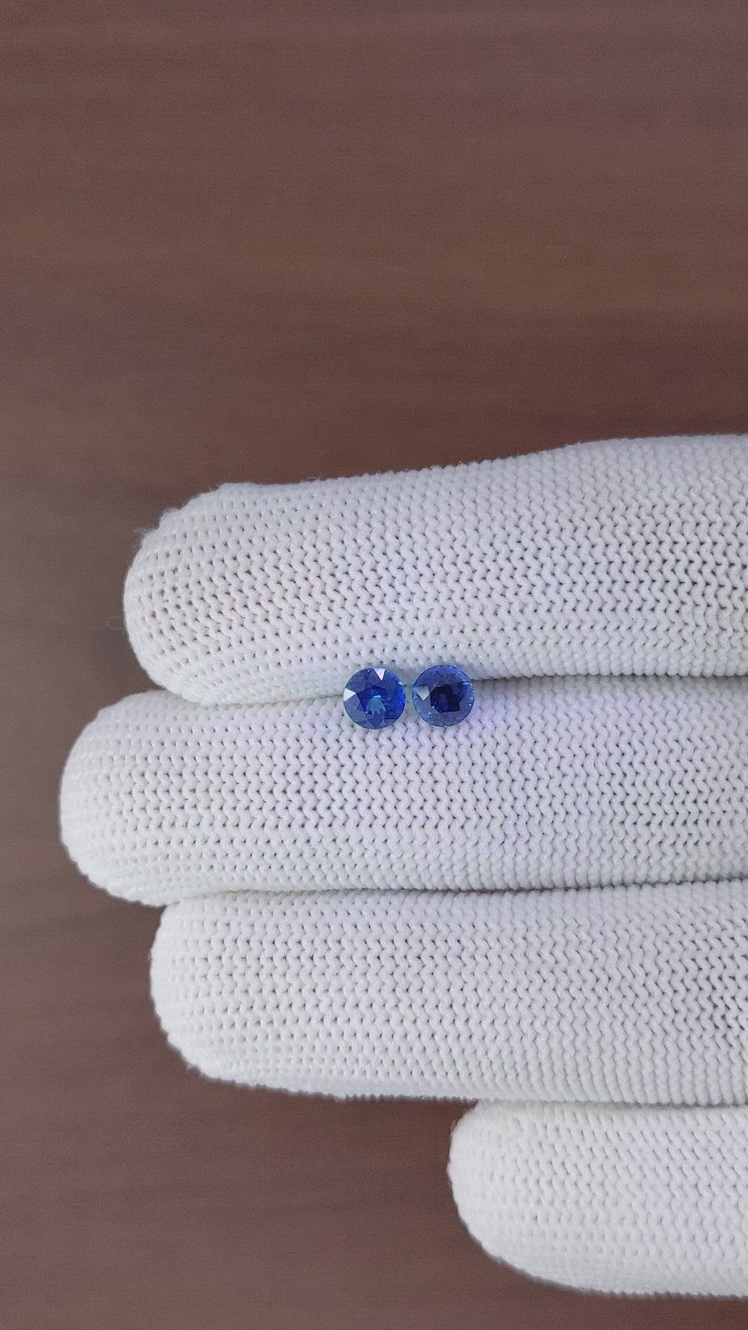 1.19 Ct.Tw.Total Carat Weight Blue Sapphire Pair from Madagascar Size Video