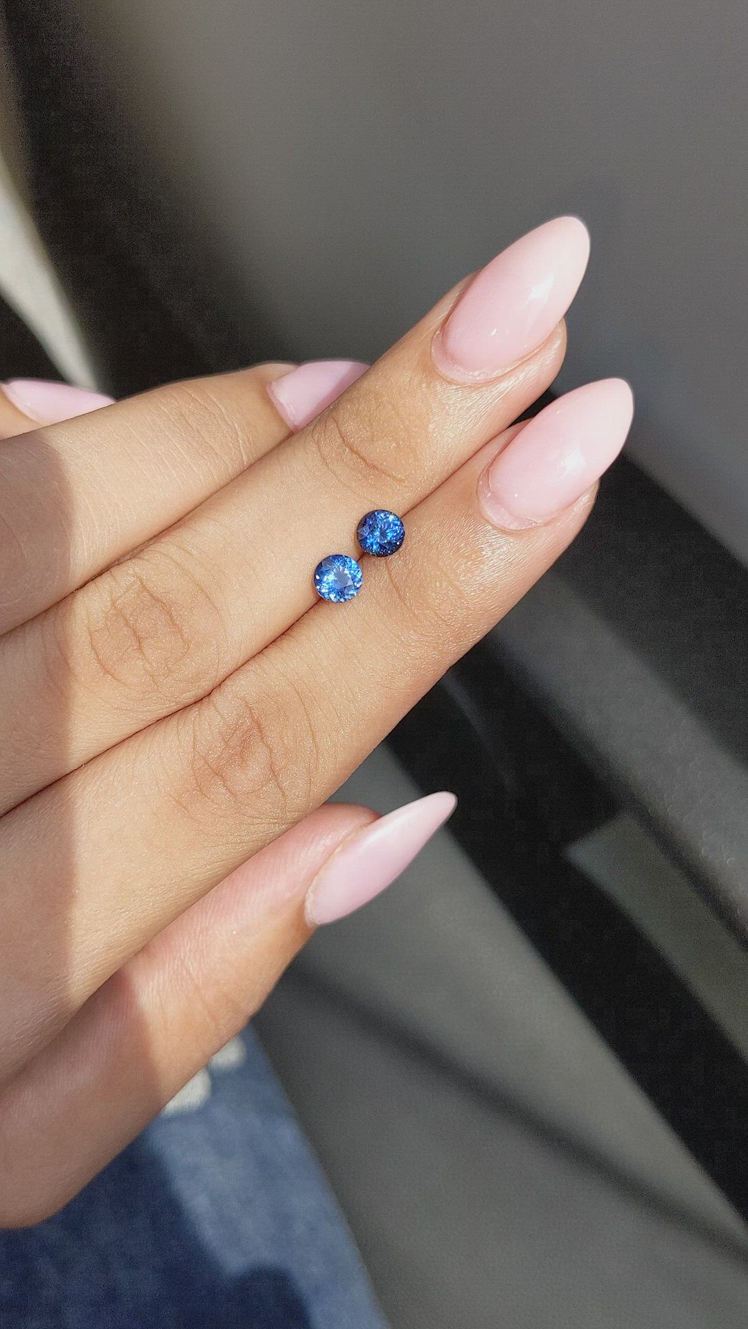 1.19 Ct.Tw.Total Carat Weight Blue Sapphire Pair from Madagascar Size Video
