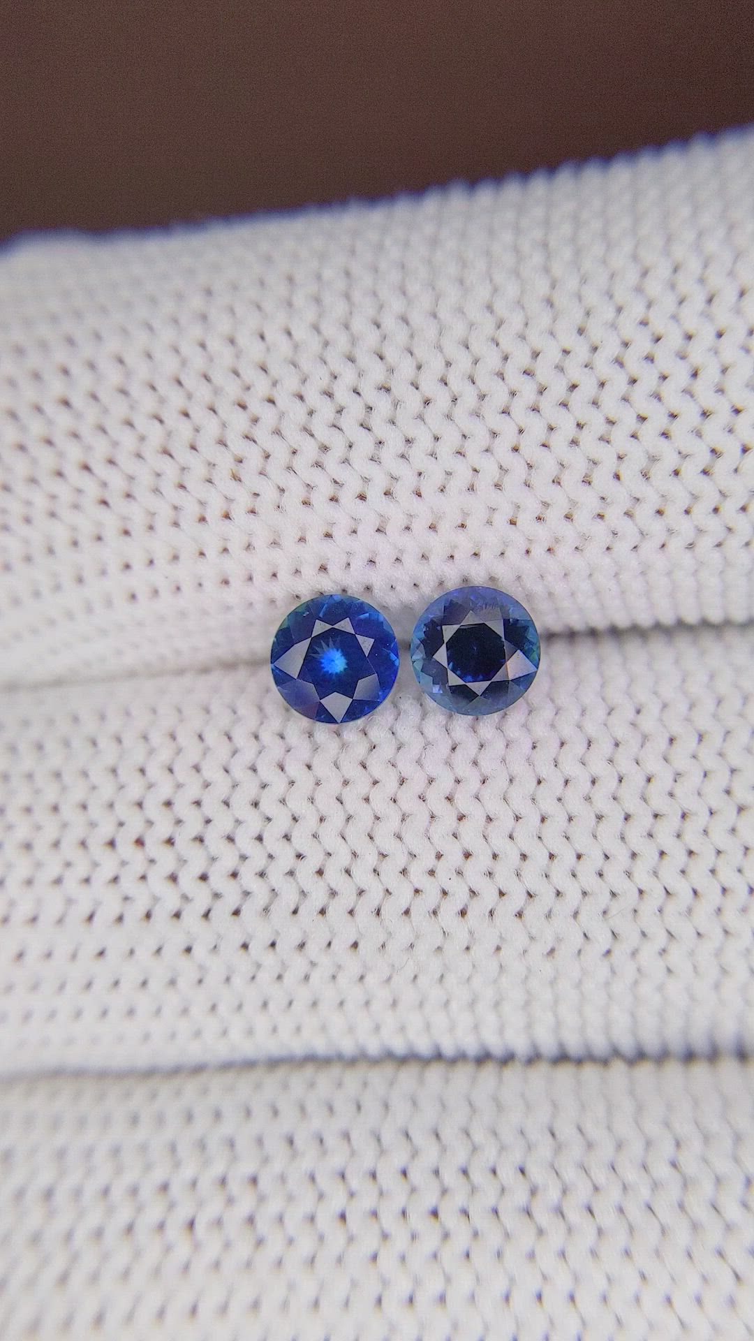 1.19 Ct.Tw.Total Carat Weight Blue Sapphire Pair from Madagascar Size Video