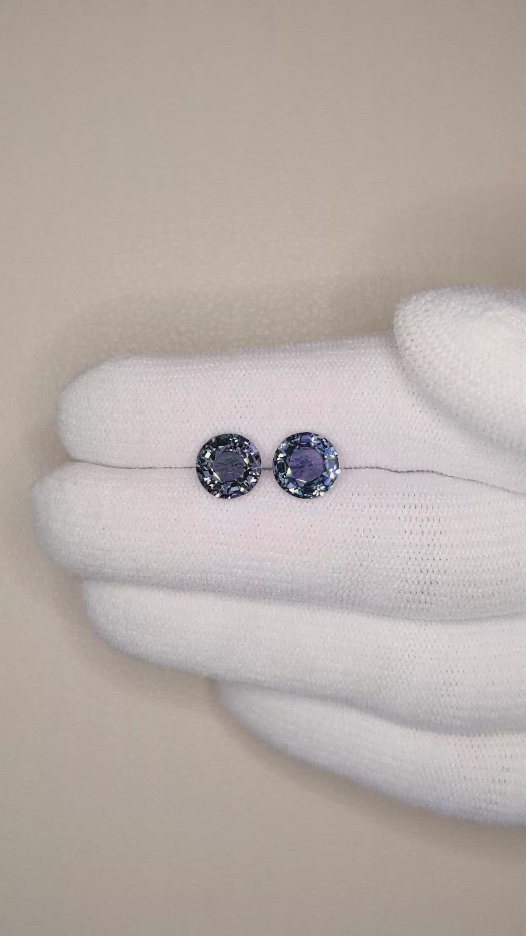 3.98&nbsp;Ct.Tw.Total Carat Weight Color Change Sapphire Pair from Madagascar Size Video