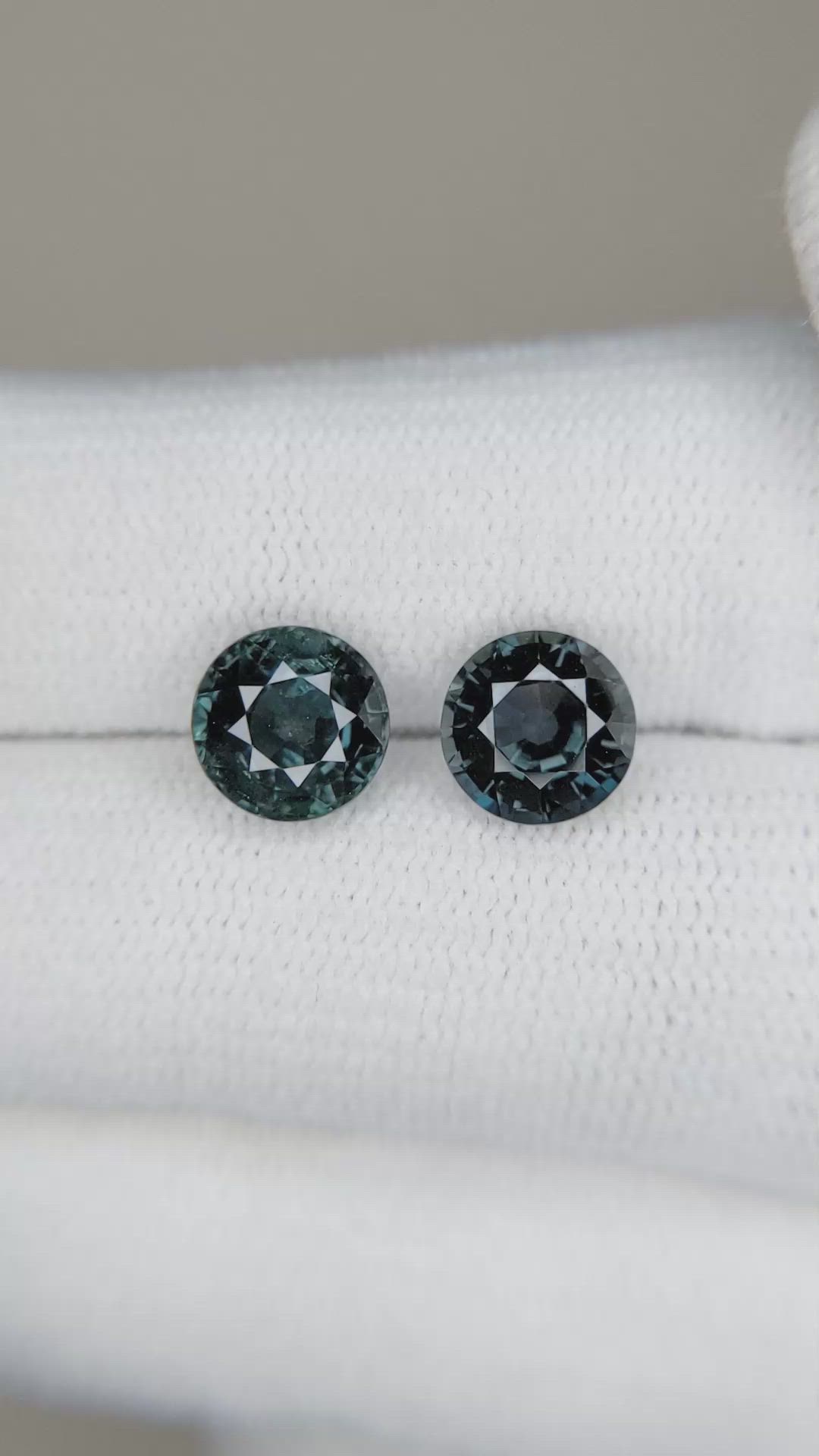 3.98 Ct.Tw.Total Carat Weight Bluish Green Sapphire Pair from Ceylon (Sri Lanka) Size Video