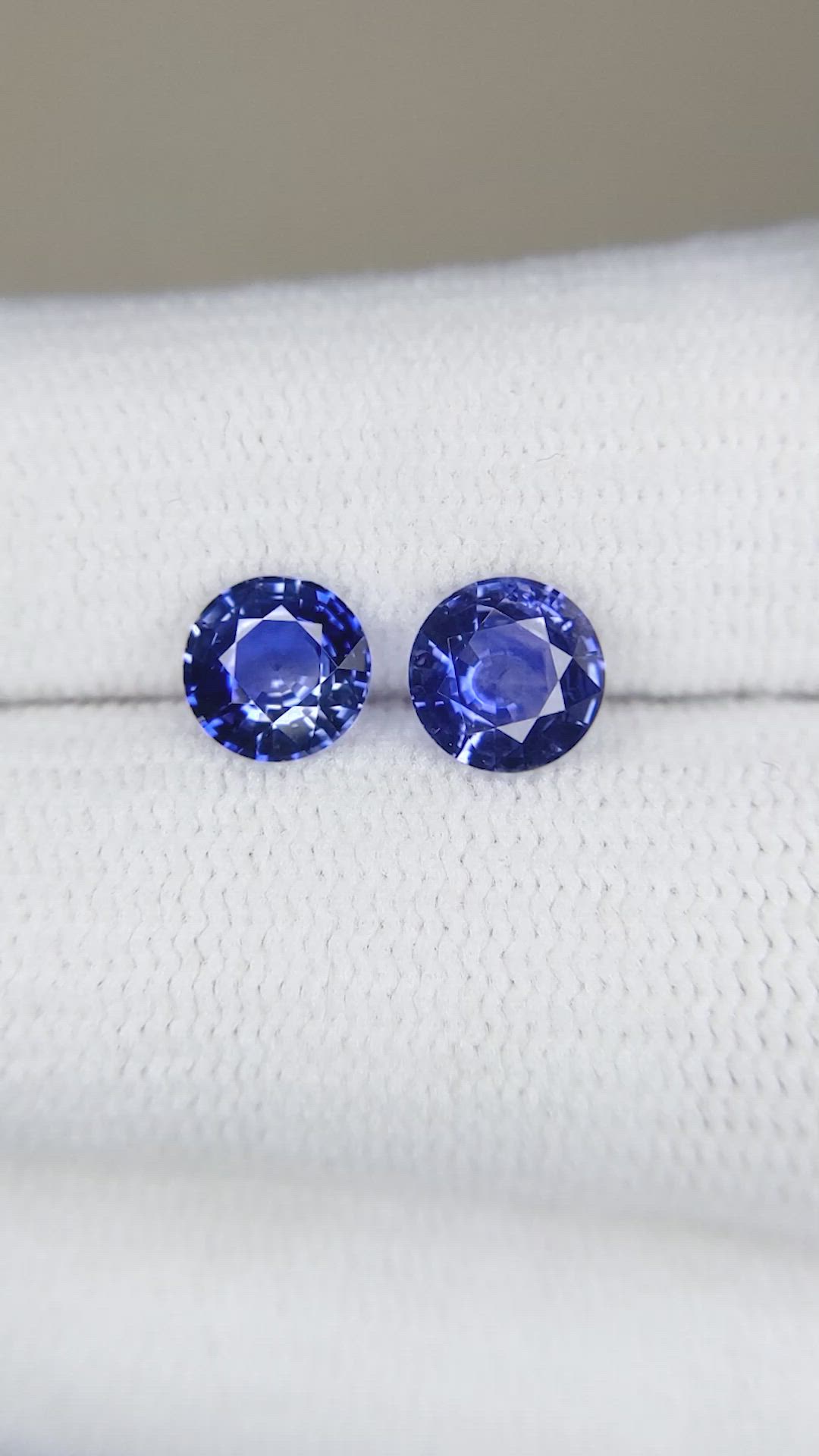 1.74 Ct.Tw.Total Carat Weight Blue Sapphire Pair from Ceylon (Sri Lanka) Size Video