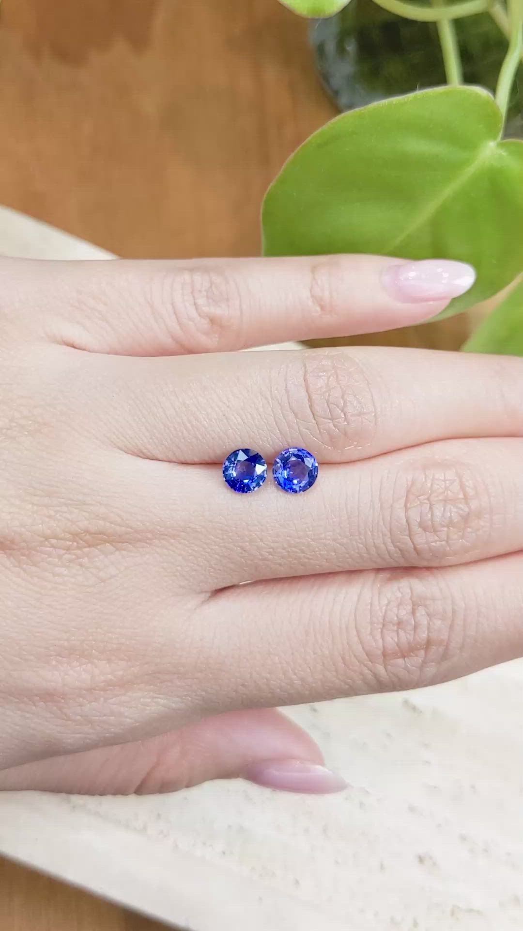 1.74 Ct.Tw.Total Carat Weight Blue Sapphire Pair from Ceylon (Sri Lanka) Size Video