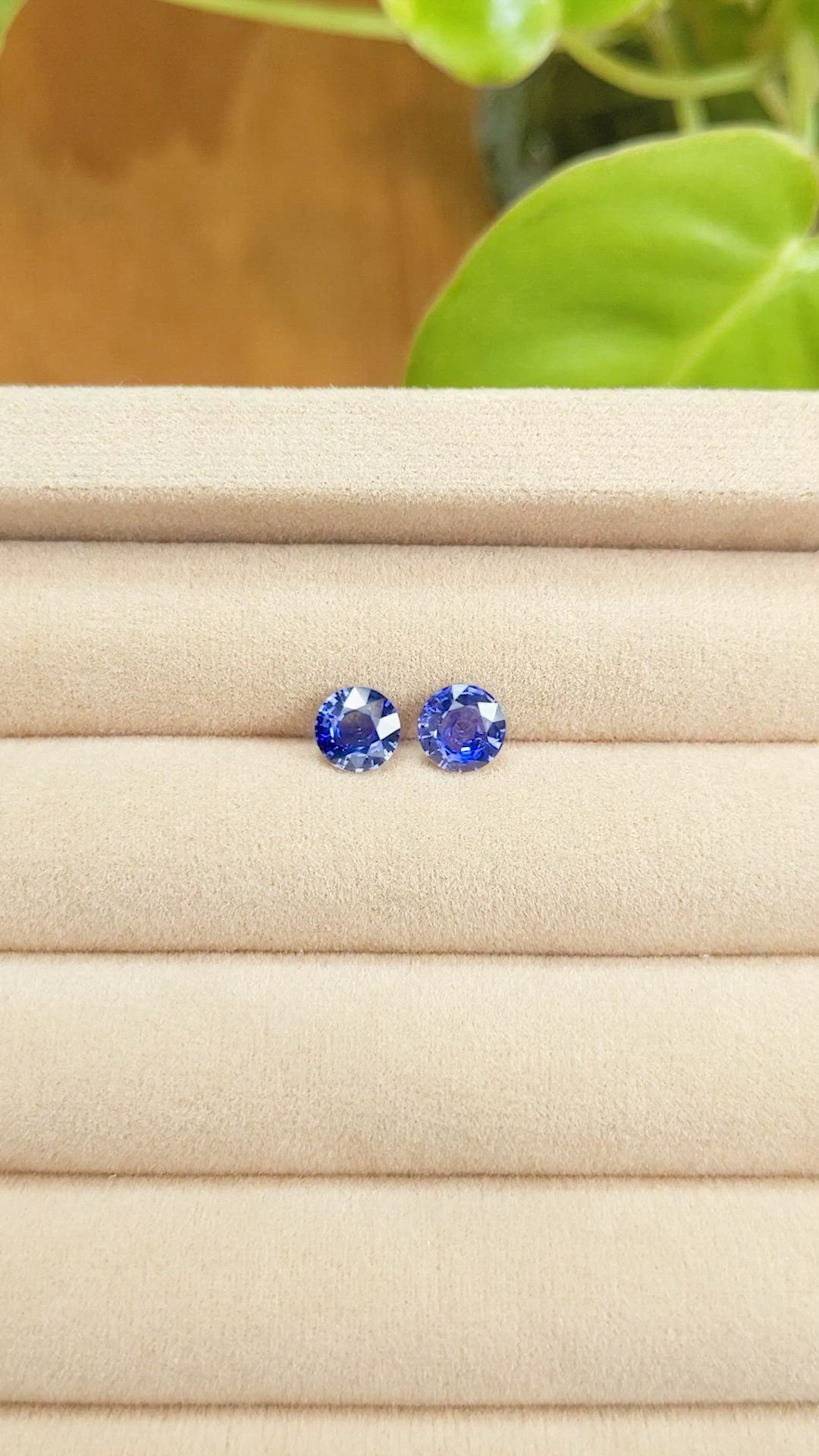 1.74 Ct.Tw.Total Carat Weight Blue Sapphire Pair from Ceylon (Sri Lanka) Size Video