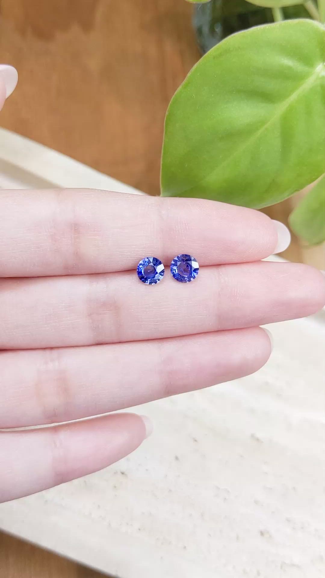 1.74 Ct.Tw.Total Carat Weight Blue Sapphire Pair from Ceylon (Sri Lanka) Size Video