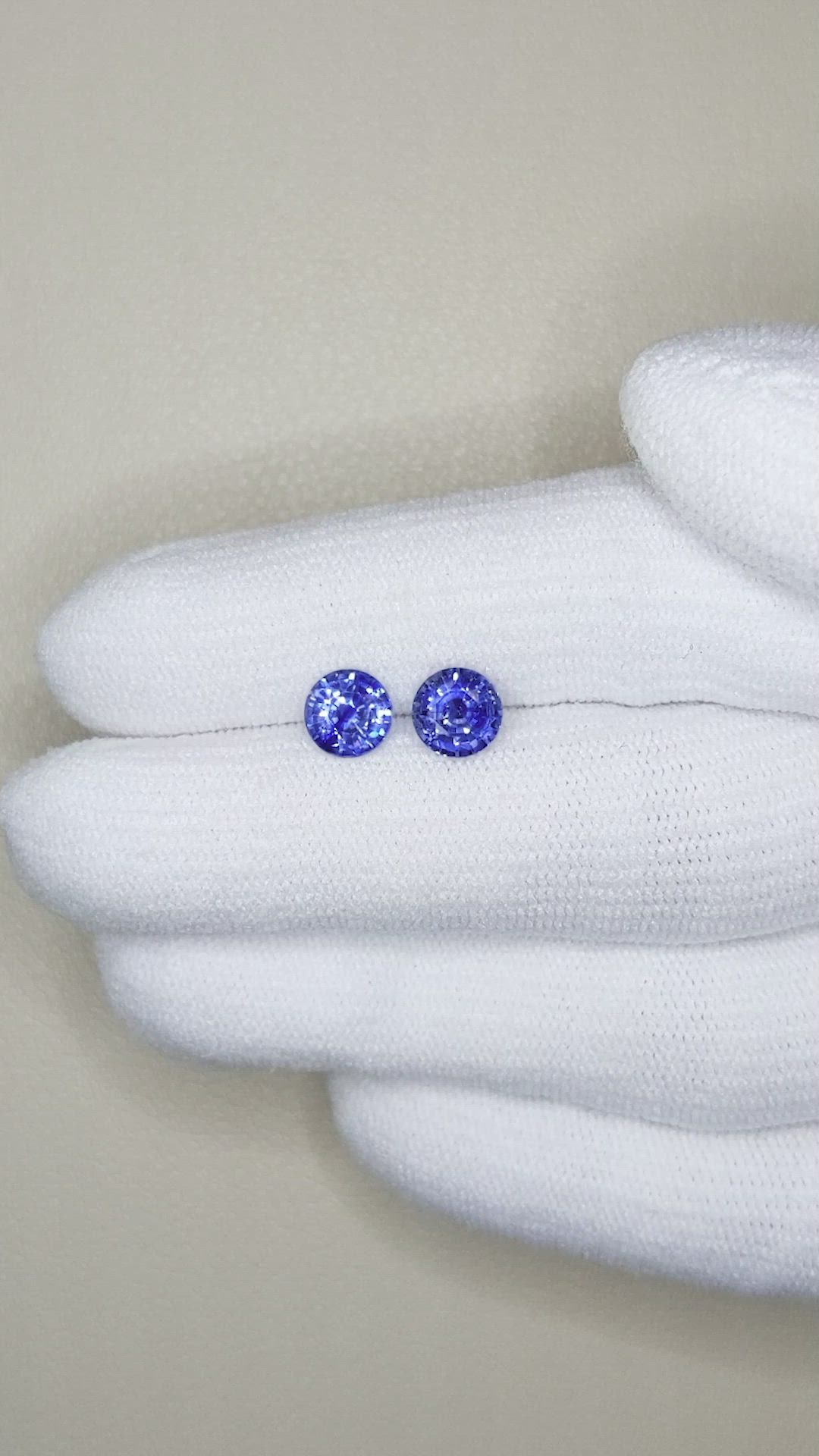 2.04 Ct.Tw.Total Carat Weight Blue Sapphire Pair from Ceylon (Sri Lanka) Size Video