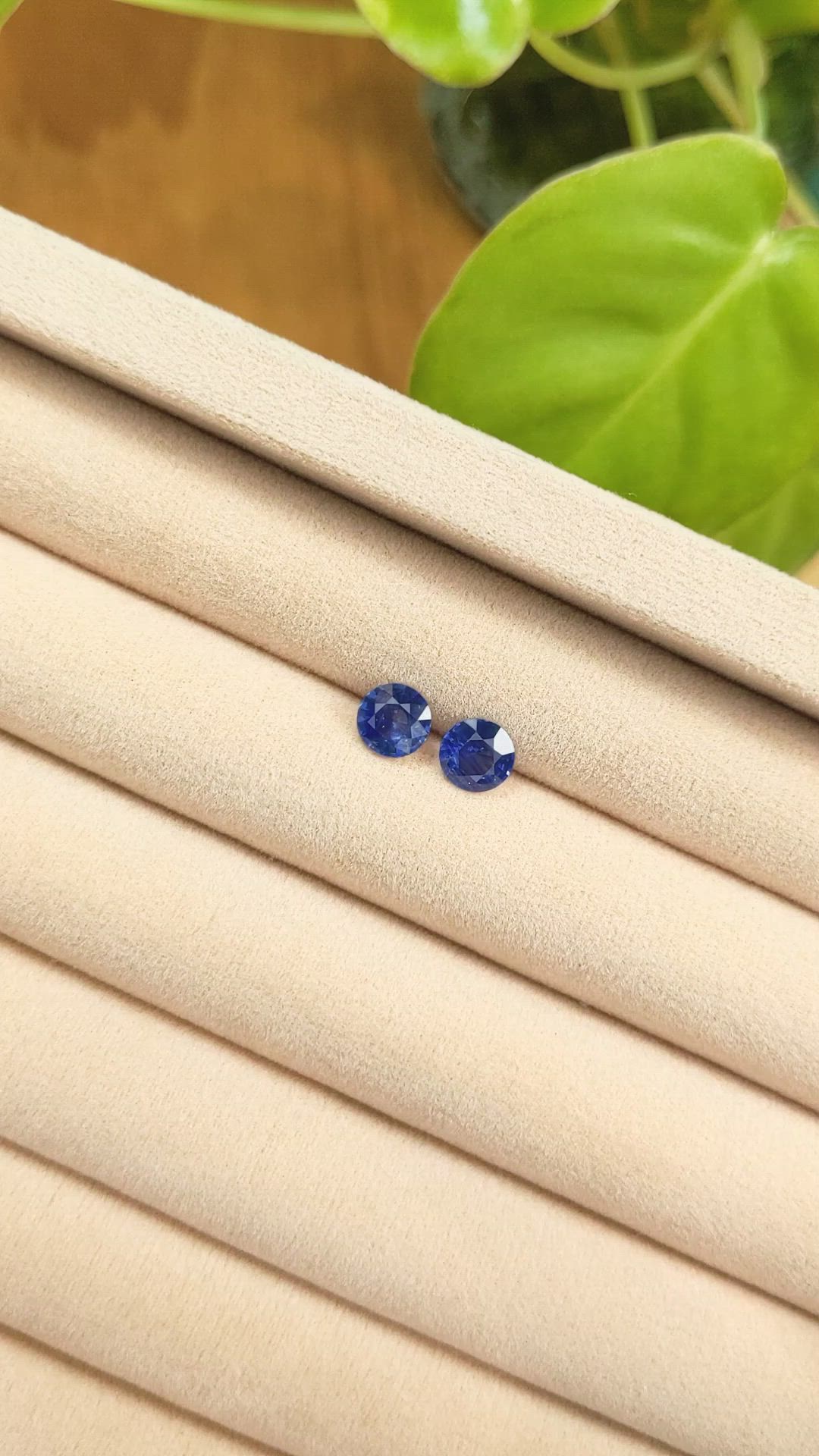 1.70&nbsp;Ct.Tw.Total Carat Weight Blue Sapphire Pair from Ceylon (Sri Lanka) Size Video