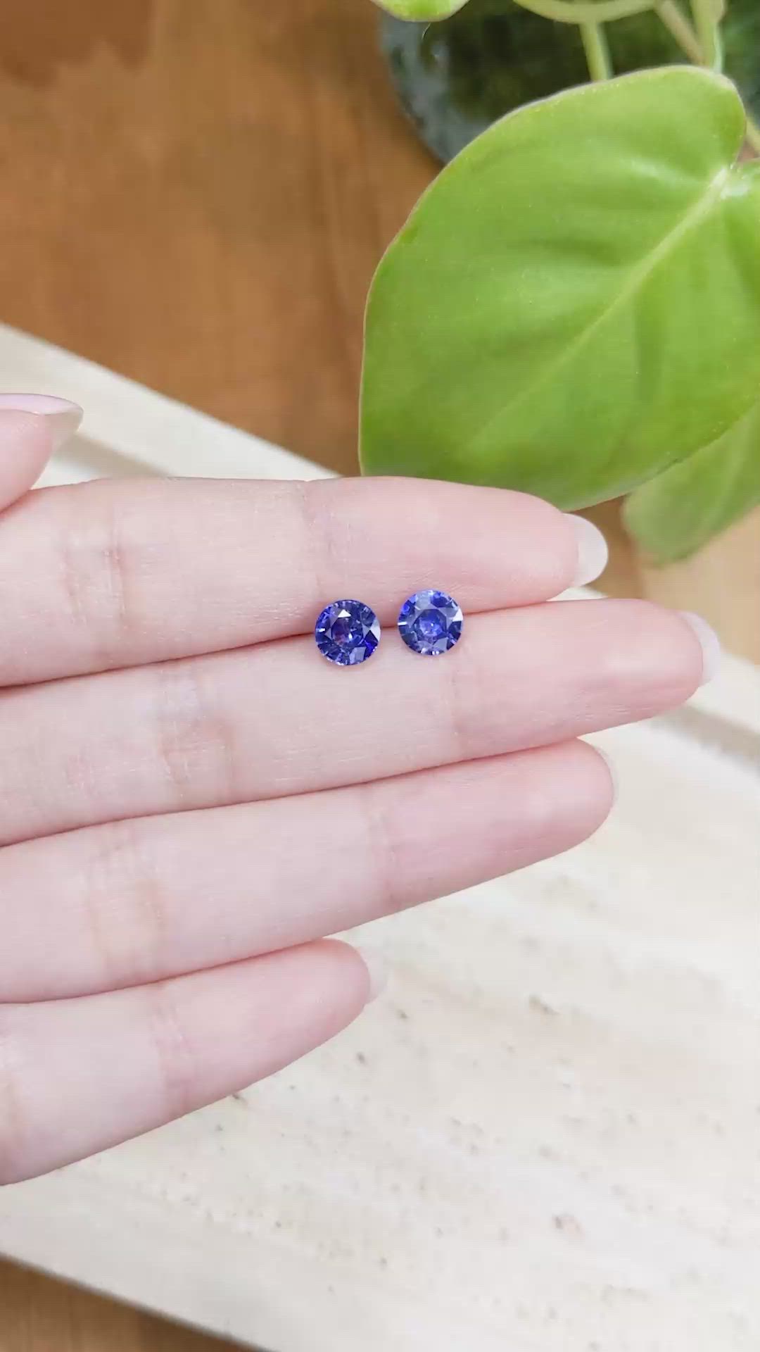 2.02 Ct.Tw.Total Carat Weight Blue Sapphire Pair from Ceylon (Sri Lanka) Size Video