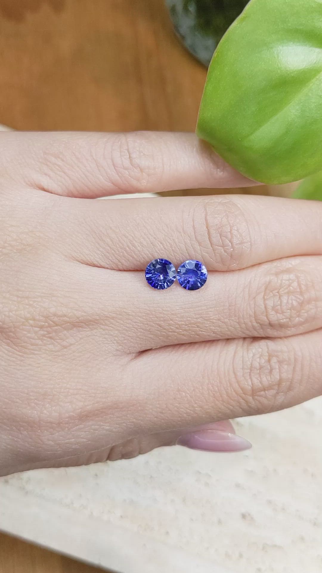 2.02 Ct.Tw.Total Carat Weight Blue Sapphire Pair from Ceylon (Sri Lanka) Size Video