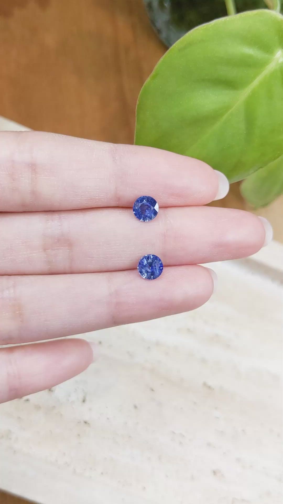 1.71&nbsp;Ct.Tw.Total Carat Weight Blue Sapphire Pair from Ceylon (Sri Lanka) Size Video