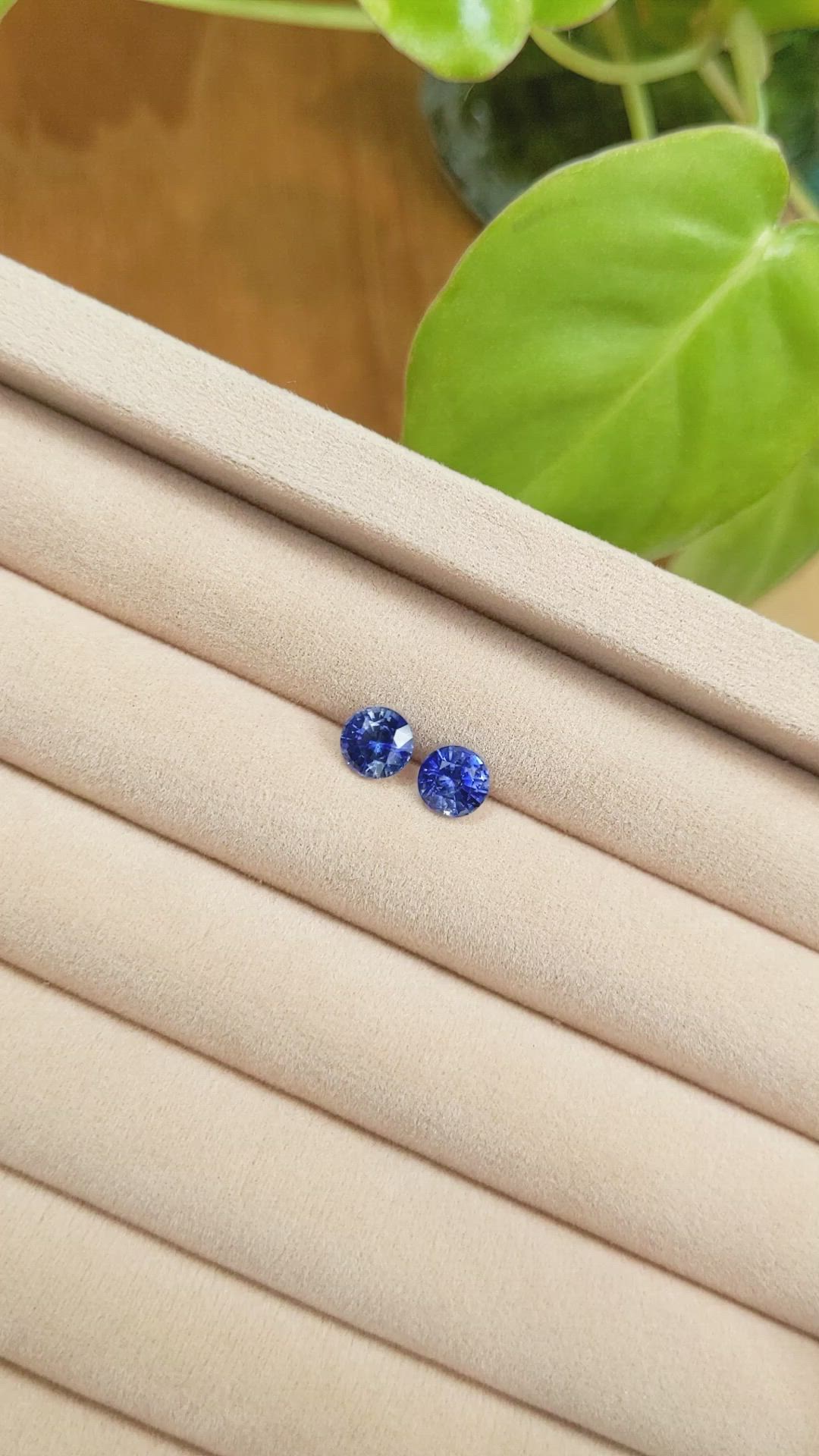 2.14&nbsp;Ct.Tw.Total Carat Weight Blue Sapphire Pair from Ceylon (Sri Lanka) Size Video