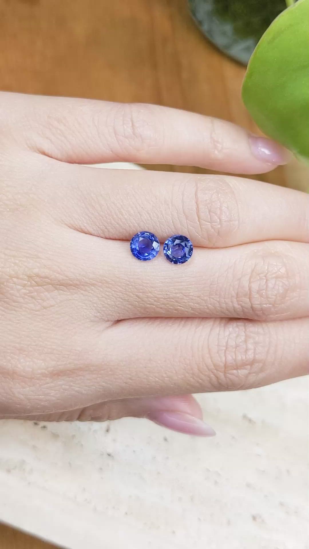 1.96 Ct.Tw.Total Carat Weight Blue Sapphire Pair from Ceylon (Sri Lanka) Size Video